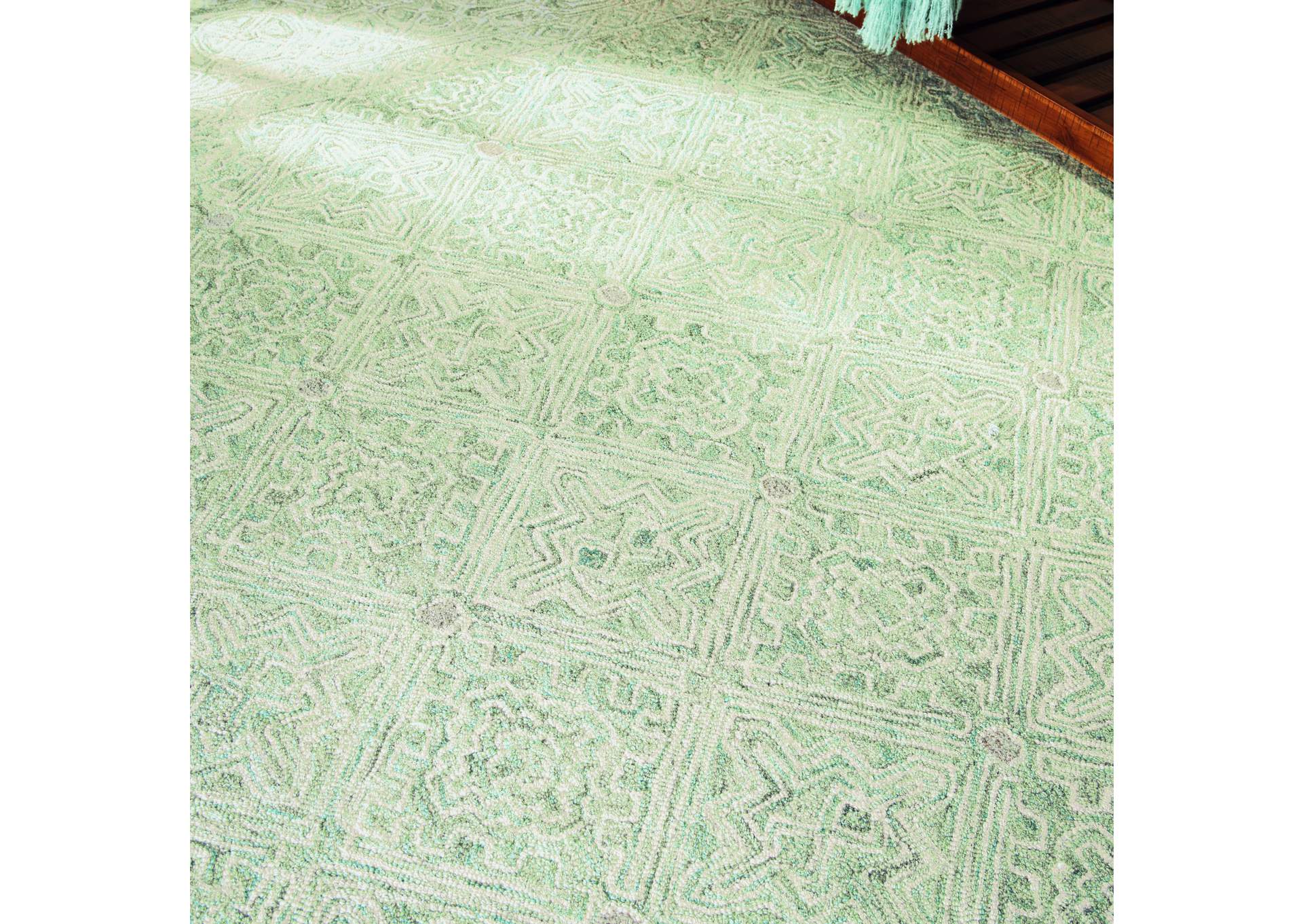 Nourison Azura AZM01 Teal and White 5'x8' Farmhouse Area Rug,Nourison