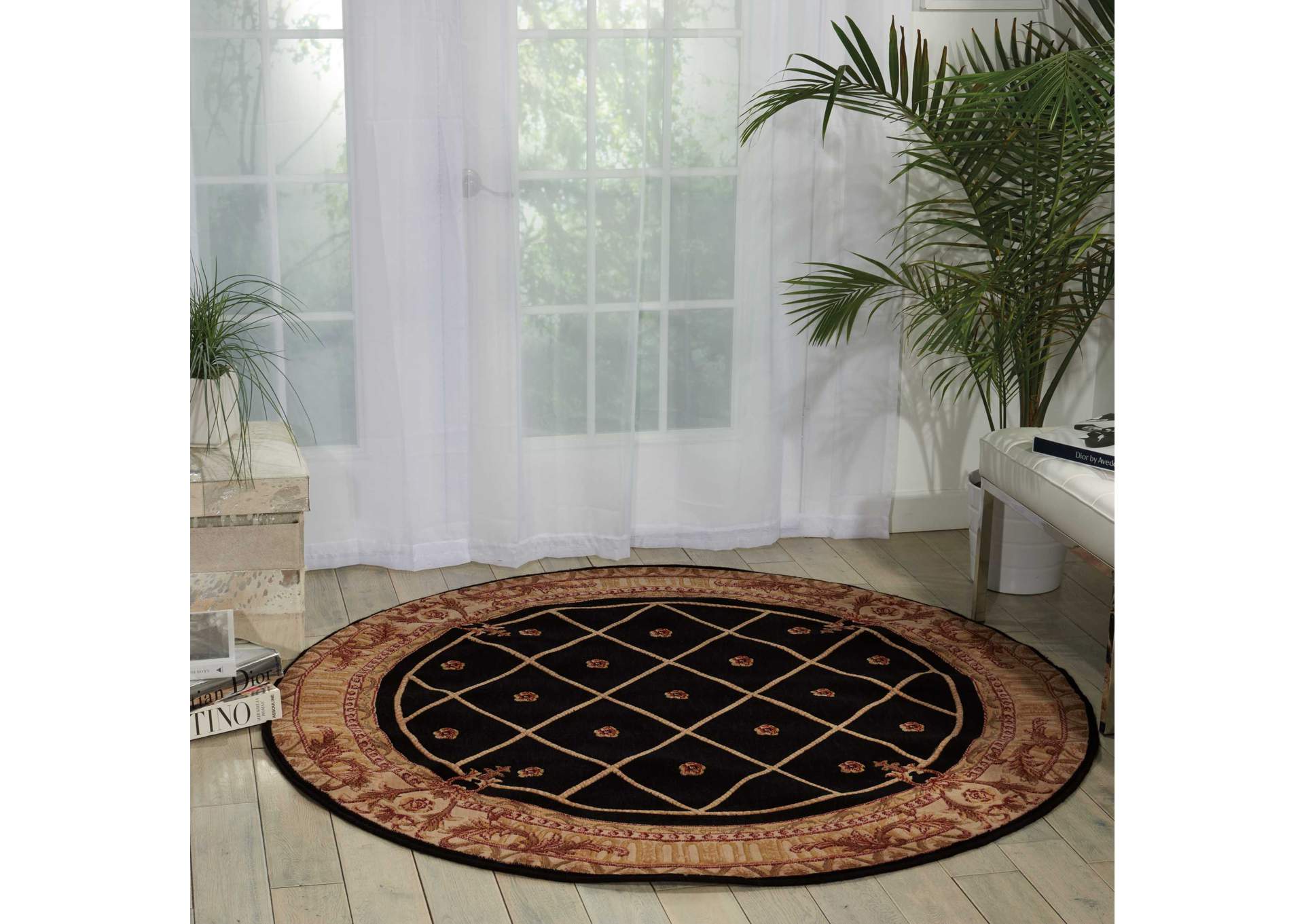 Nourison Ashton House AS03 Black 6' Round Area Rug,Nourison