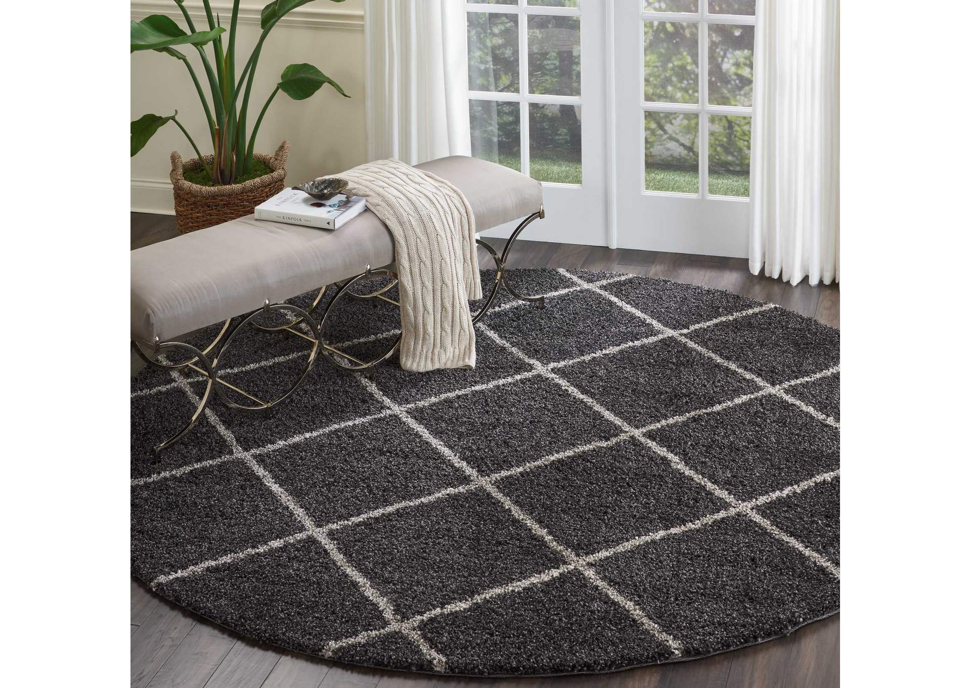 Nourison Brisbane BRI03 Black 8' Round Rug,Nourison