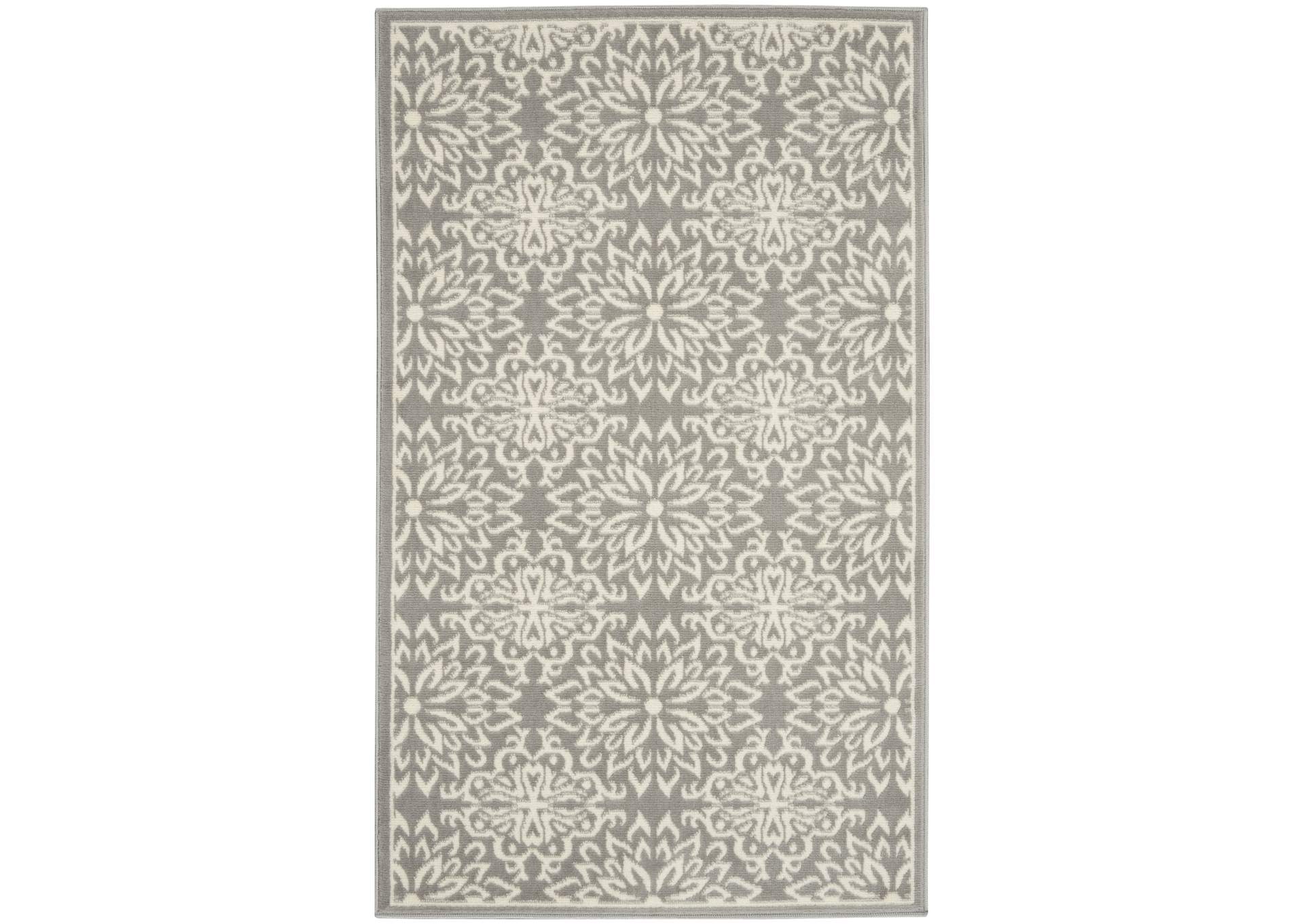 Nourison Jubilant JUB06 Grey 3'x5' Small Floral Area Rug,Nourison