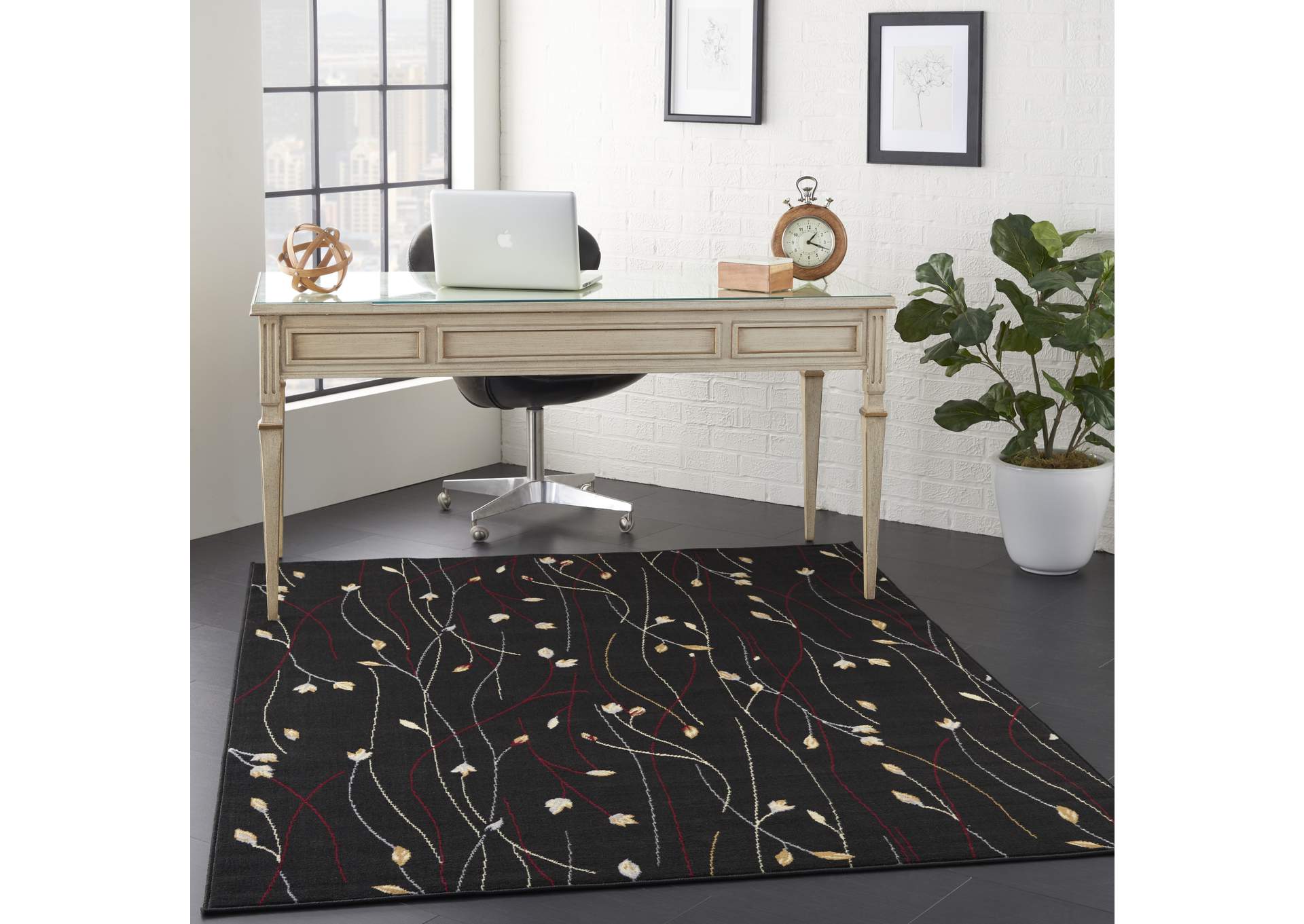 Nourison Grafix GRF15 Black 5'x7' Area Rug,Nourison