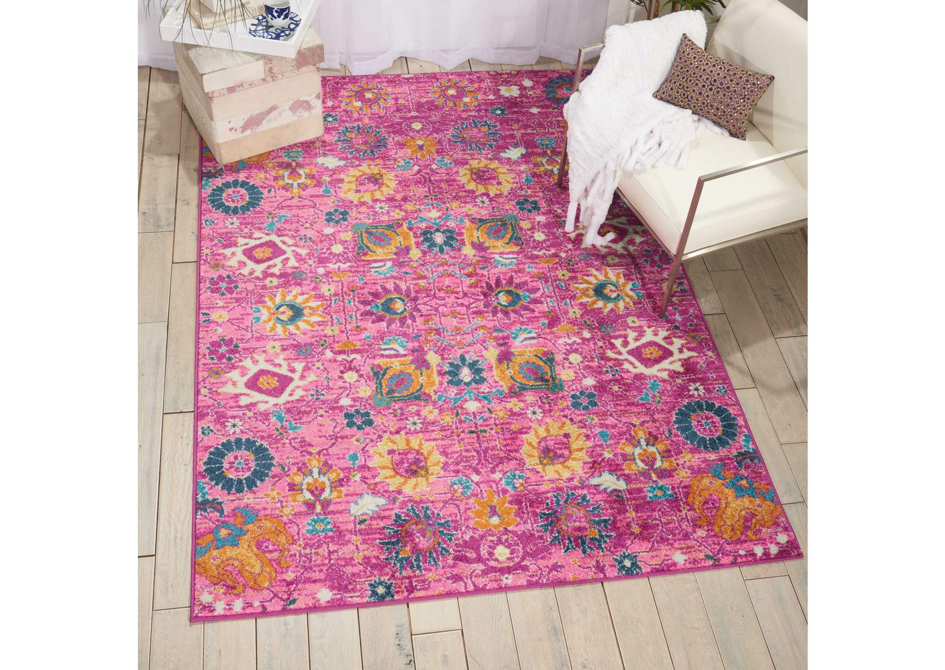 Nourison Passion PSN01 Pink 5'x7' Boho Area Rug,Nourison