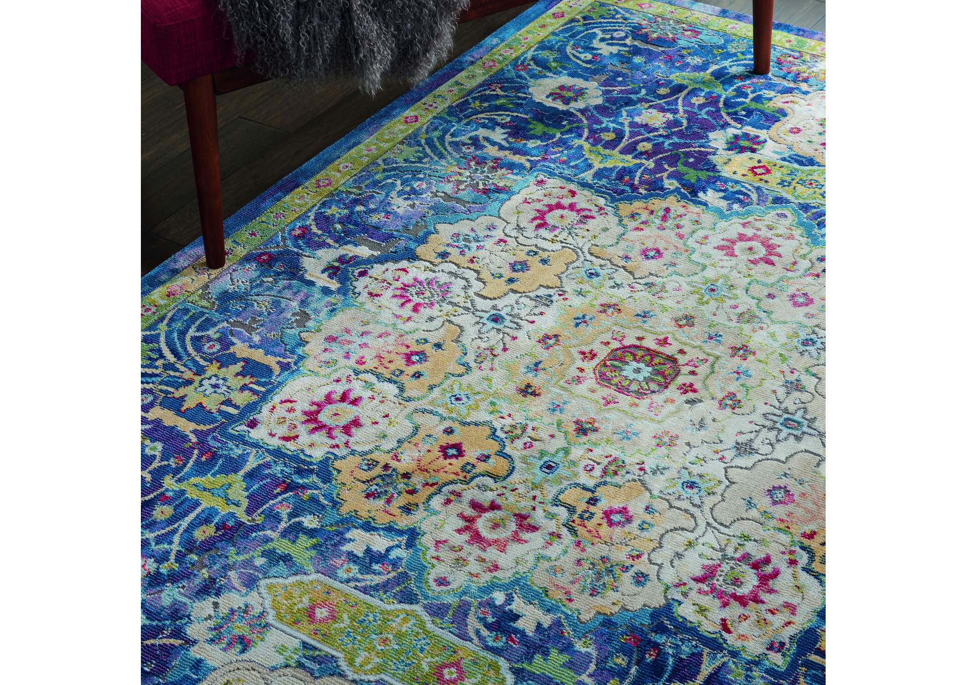 Nourison Ankara Global ANR03 Blue 4'x6' Oushak Area Rug,Nourison