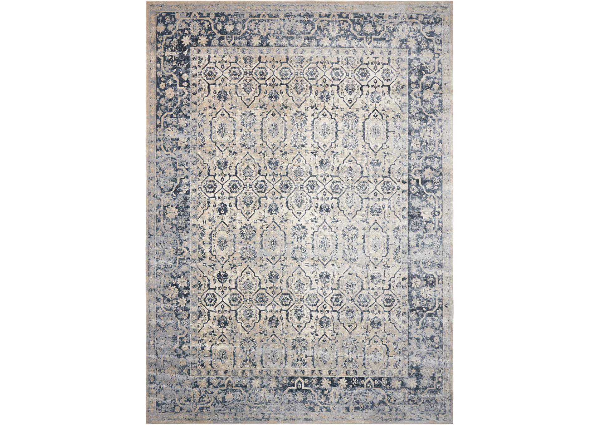 kathy ireland Home Malta MAI04 Blue and Ivory 4'x6' Area Rug,Nourison