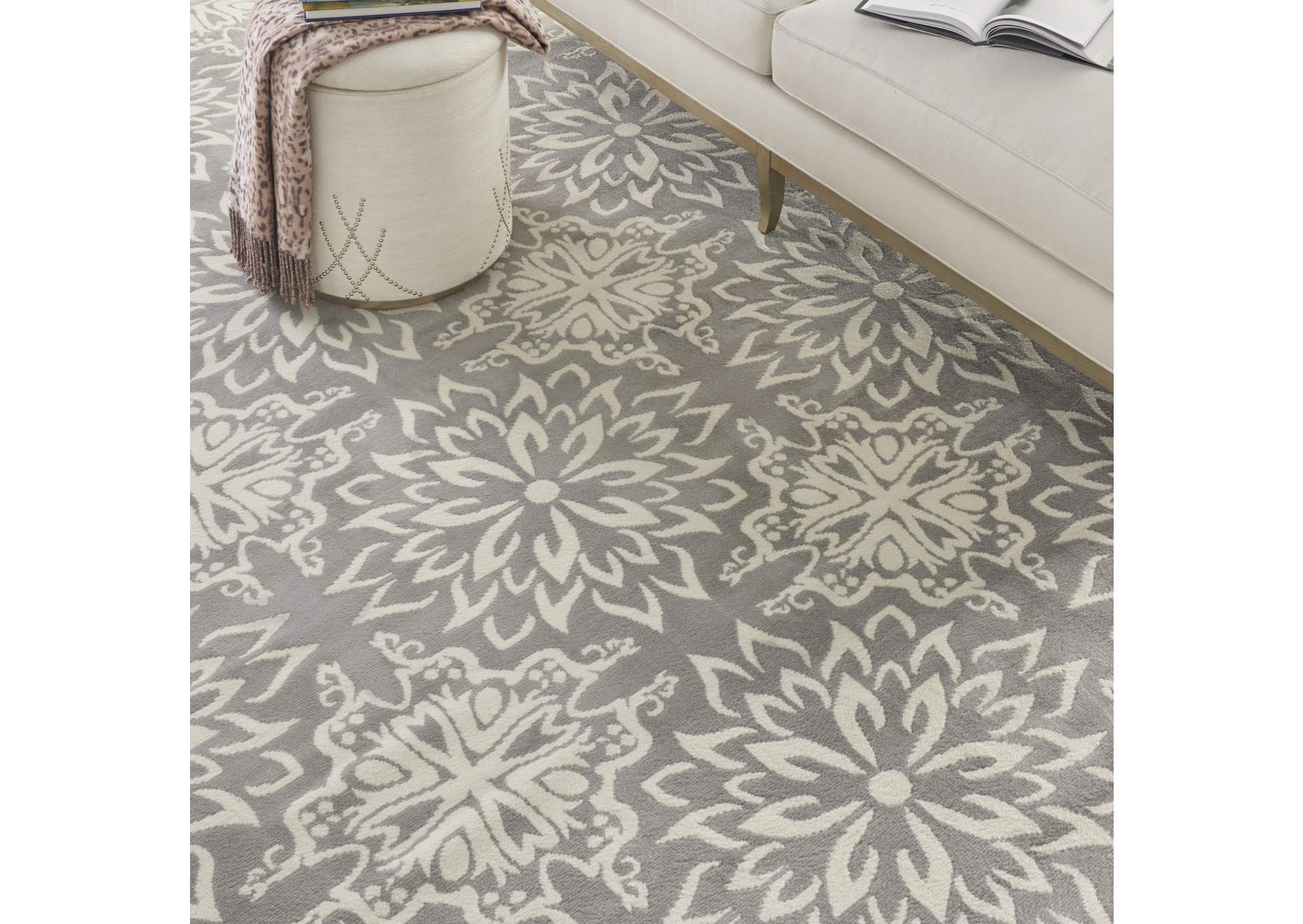 Nourison Jubilant JUB06 Grey 8'x10' Large Low-pile Rug,Nourison