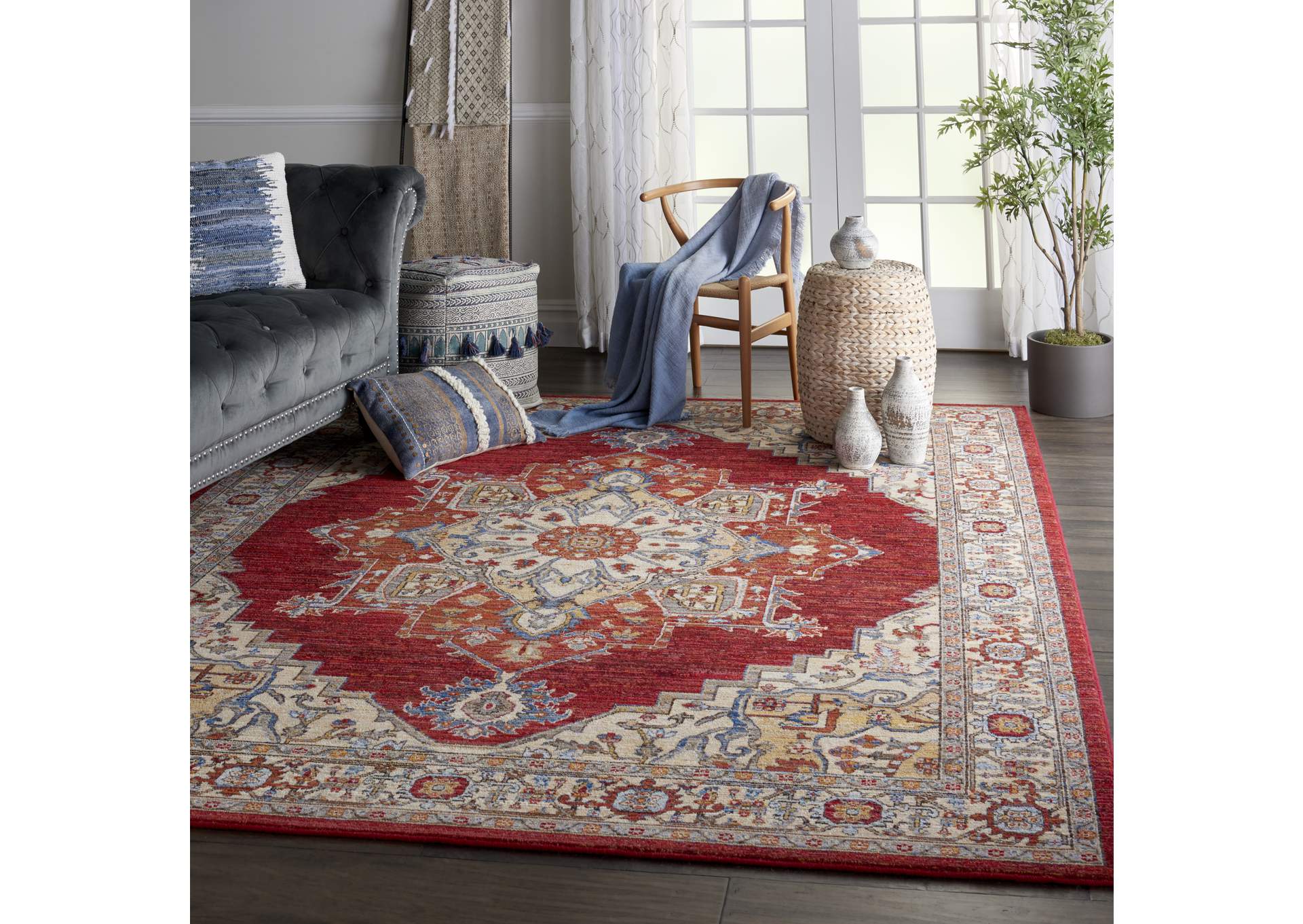 Nourison Majestic 8'x10' Red Multicolor Persian Area Rug,Nourison
