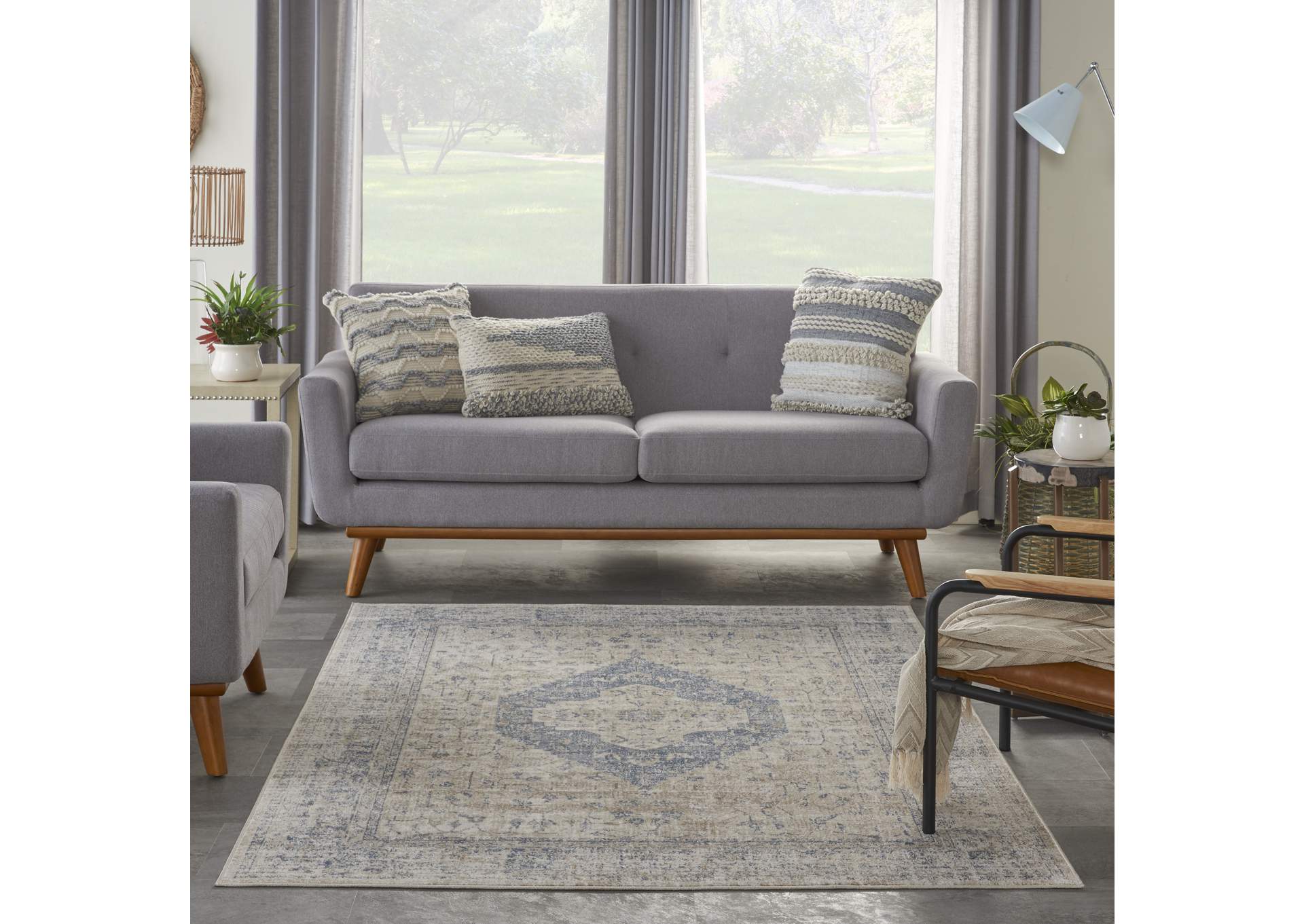 Malta by kathy ireland Home MAI11 Ivory/Blue 5'x8' Area Rug,Nourison