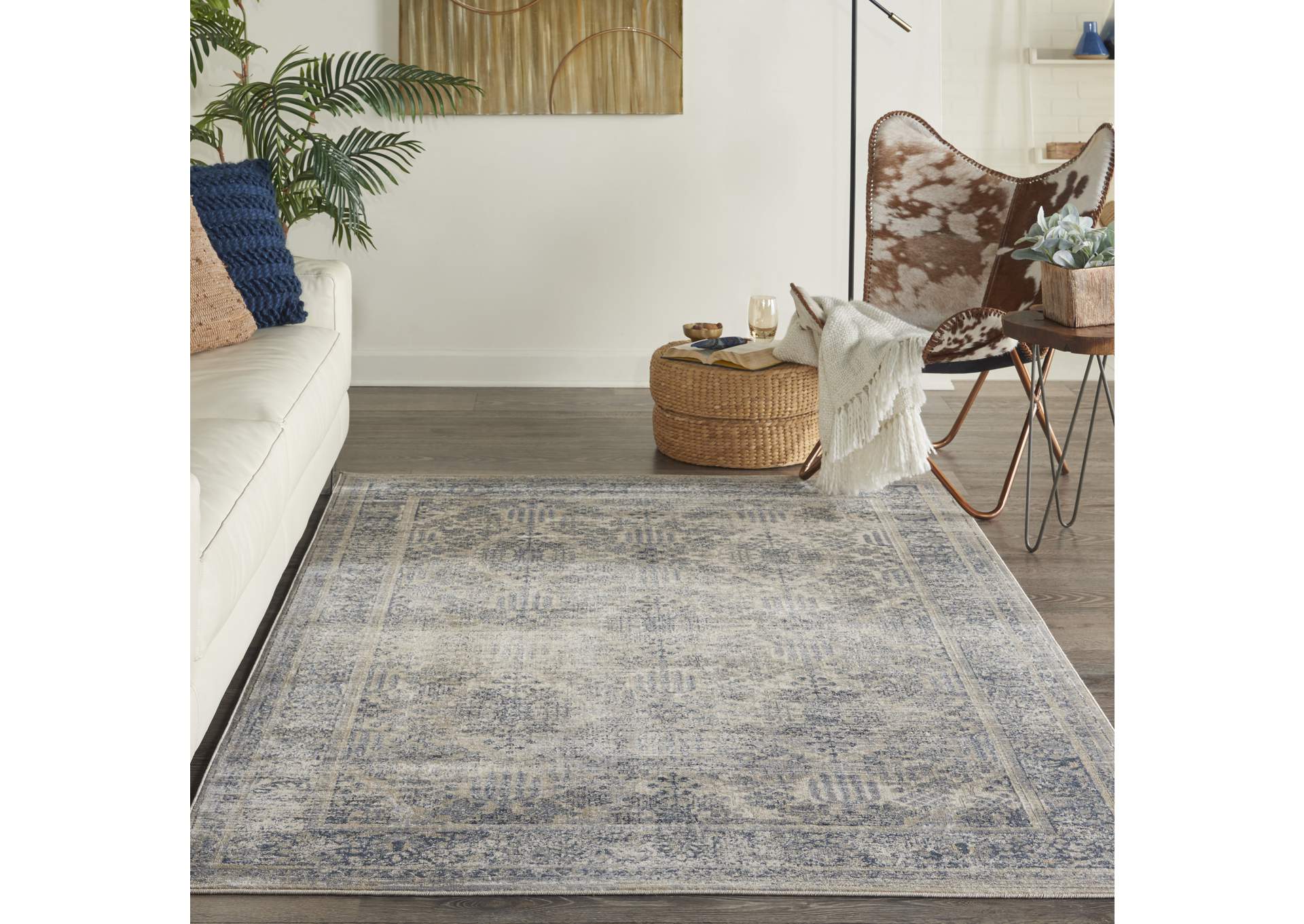 Malta by kathy ireland Home MAI12 Ivory/Blue 5'x8' Area Rug,Nourison