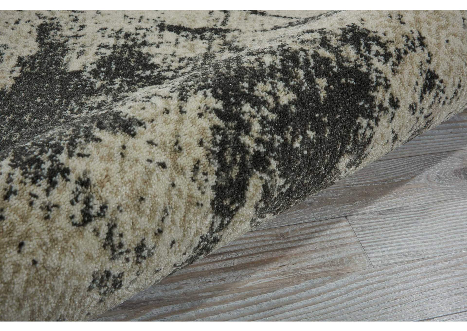 Nourison Maxell MAE07 Grey and White 8' Runner Hallway Rug,Nourison