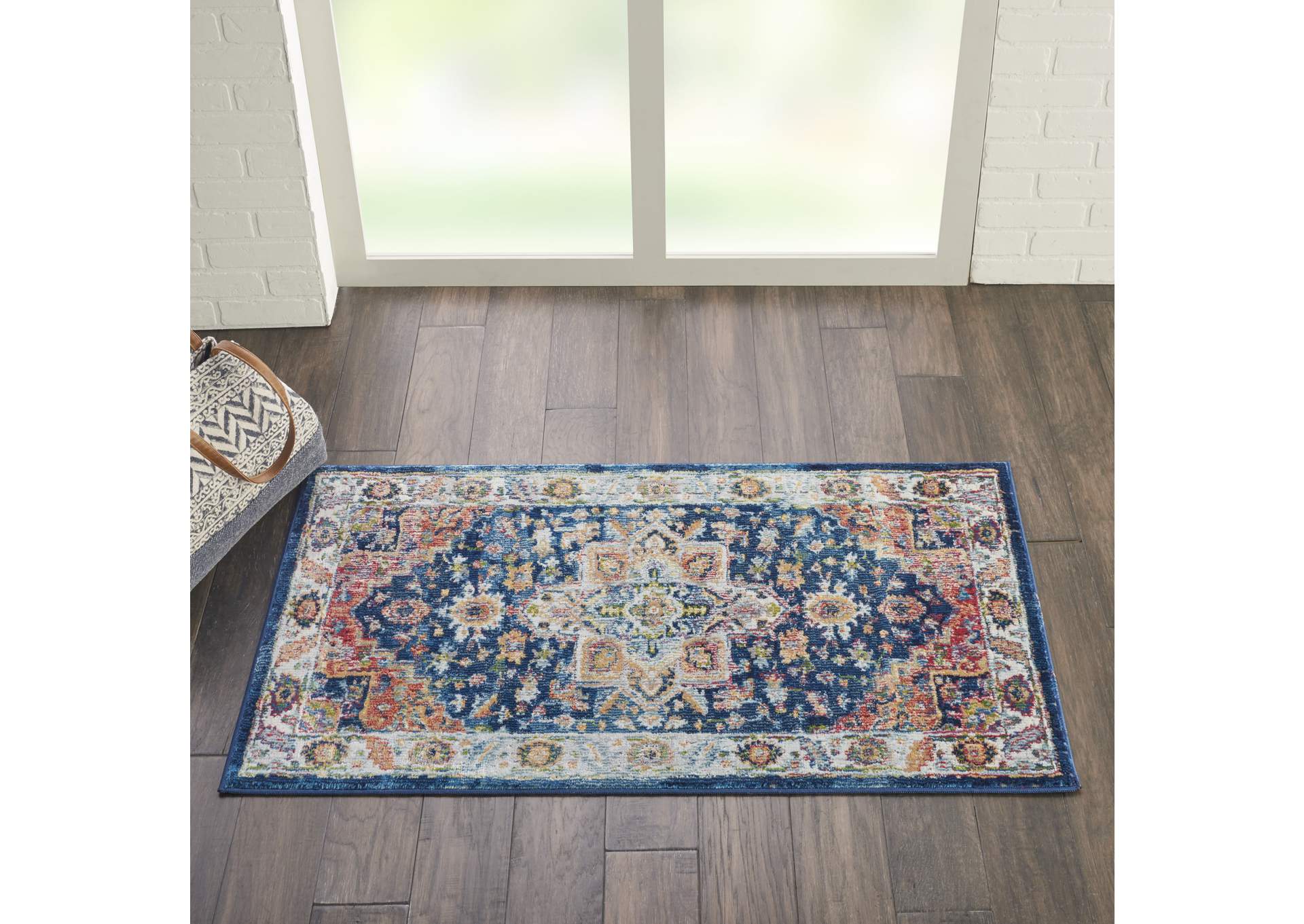 Nourison Ankara Global ANR11 Blue and Red Multicolor Persian Area Rug,Nourison