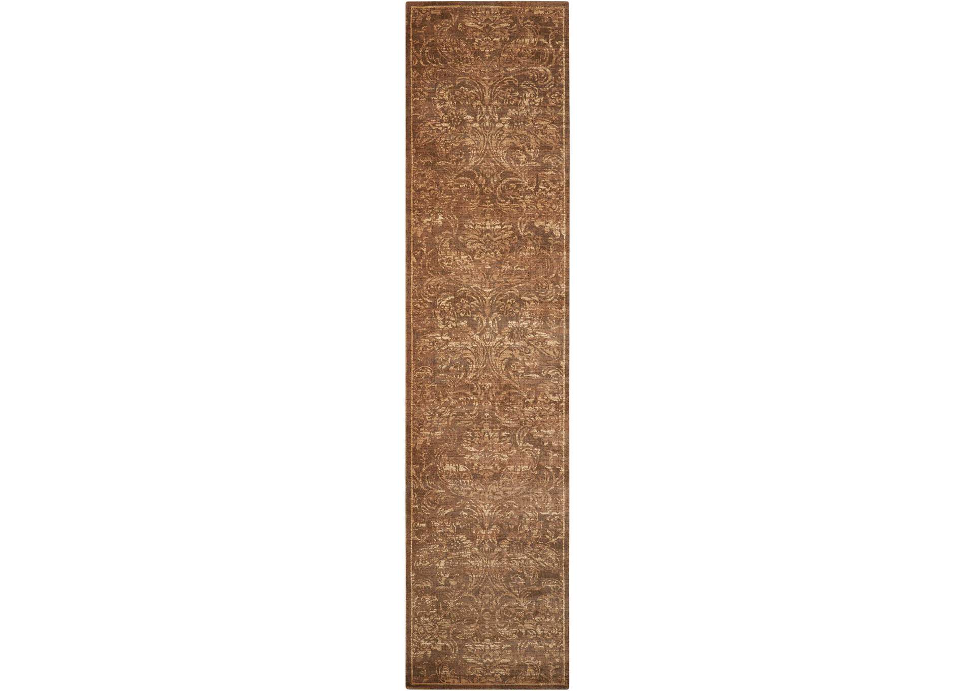 Nourison Silken Allure SLK19 Brown 10' Runner Hallway Rug,Nourison