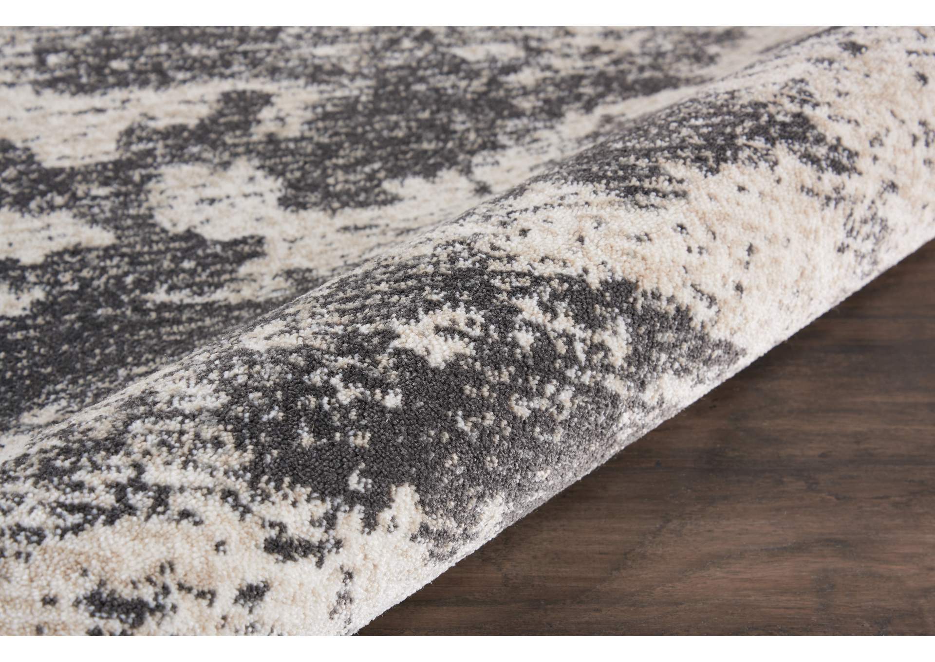 Nourison Maxell MAE07 Grey and White 5' Round Area Rug,Nourison