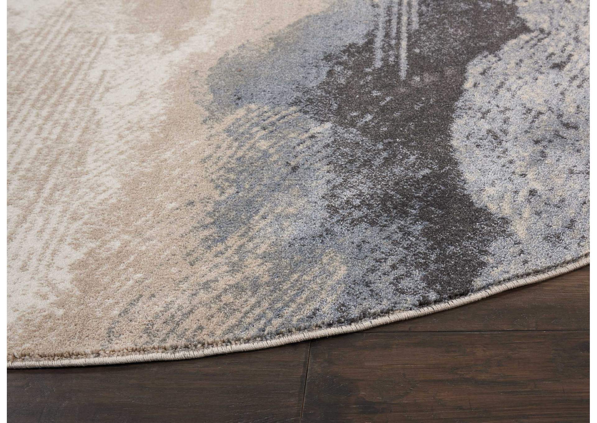 Nourison Maxell MAE06 Grey and Ivory 8' Round Large Stormcloud Rug,Nourison