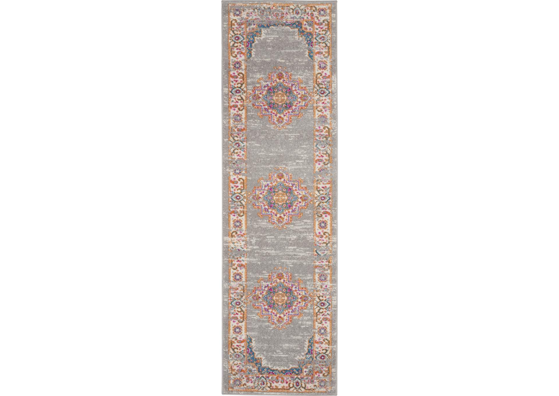 Nourison Passion PSN03 Grey 8' Runner Hallway Rug,Nourison