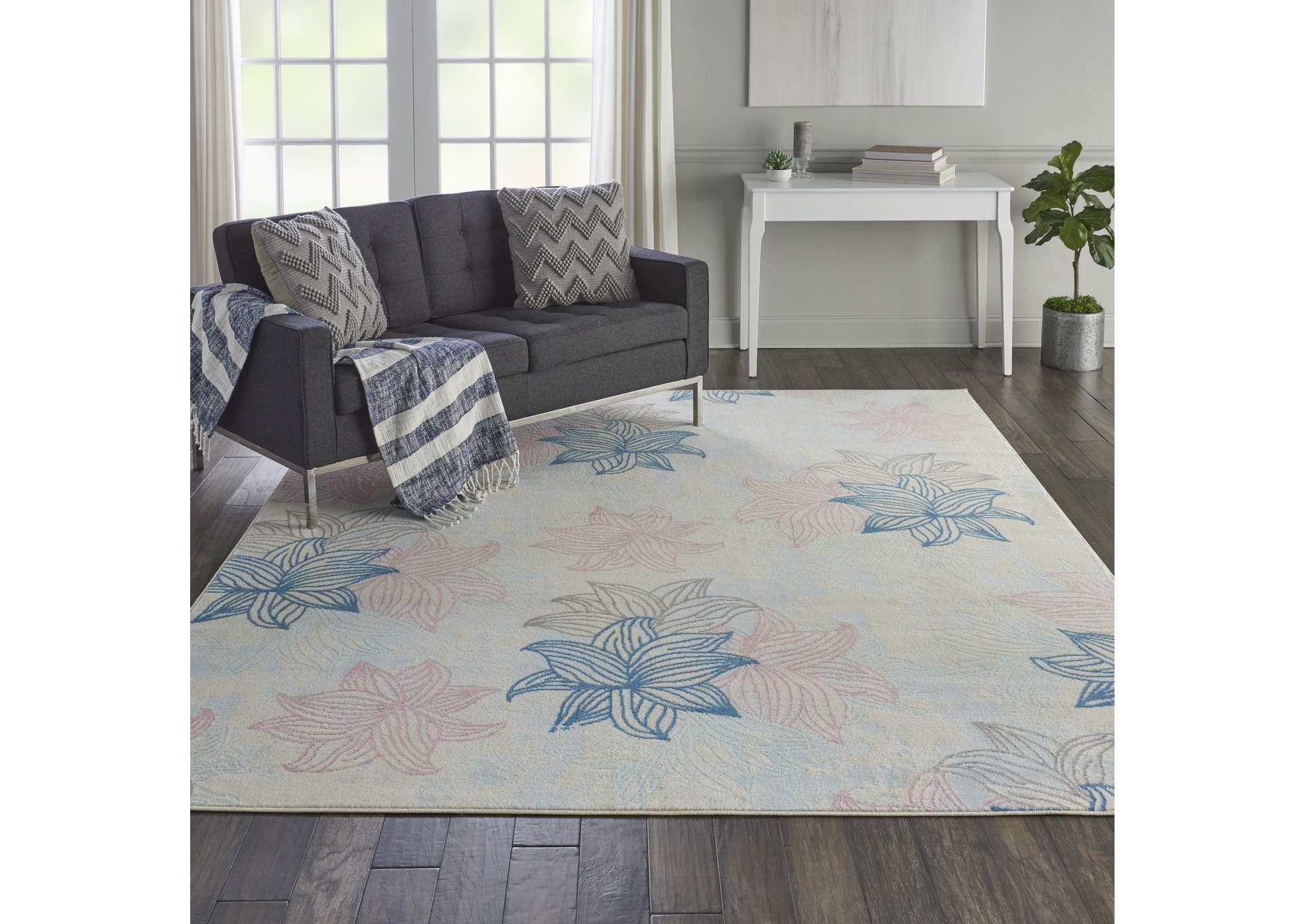 Nourison Jubilant JUB08 White Multicolor 8'x10' Large Low-pile Rug,Nourison