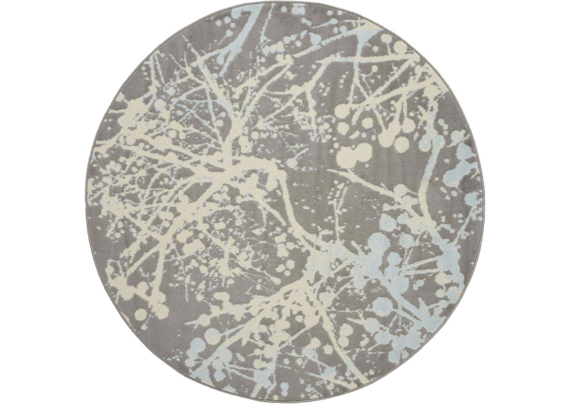 Nourison Jubilant JUB12 Grey and Blue 5' Round Contemporary Area Rug,Nourison
