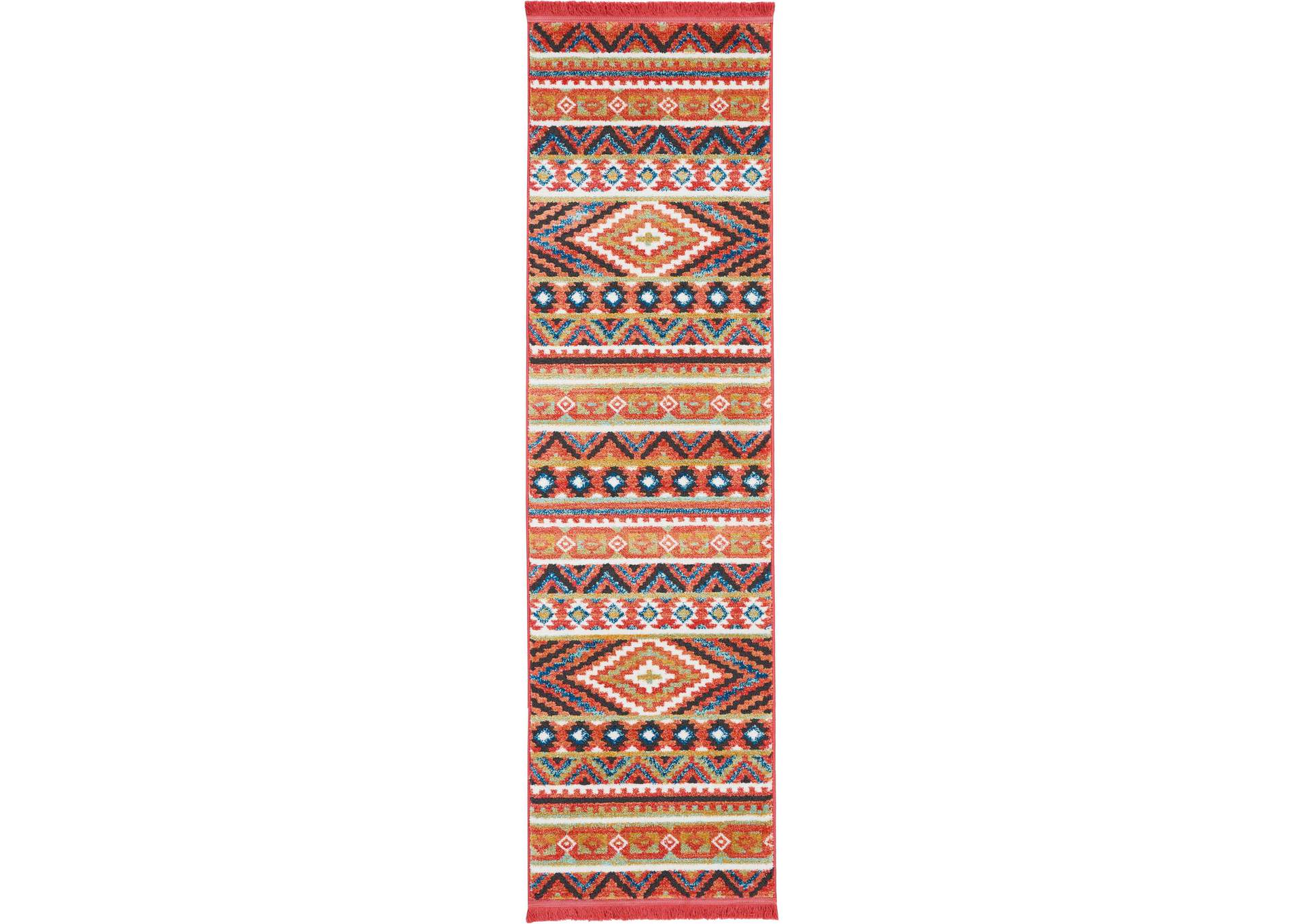Nourison South Western NAV04 Orange Multicolor 8' Runner Hallway Rug,Nourison