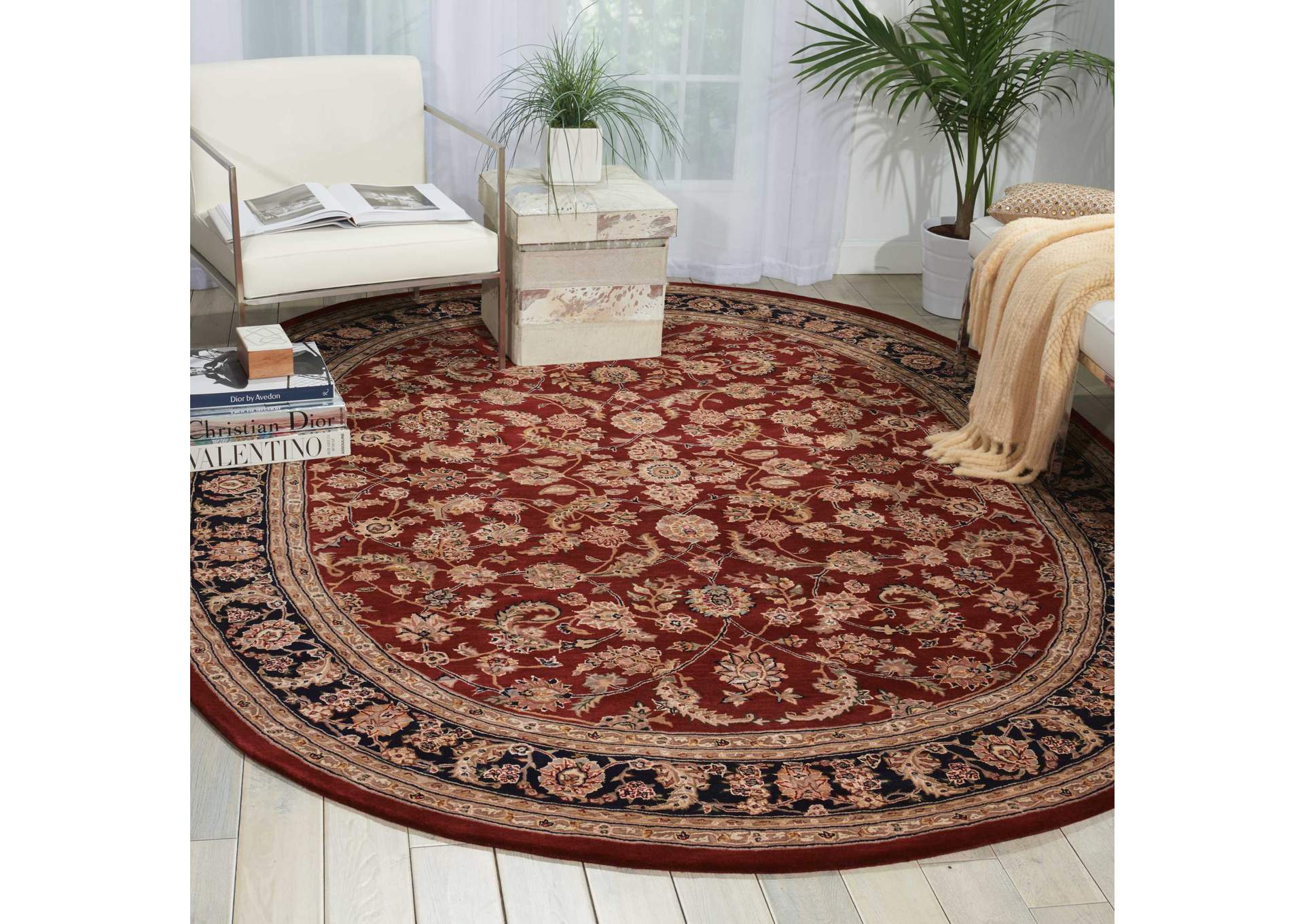 Nourison 2000 2002 Dark Red Multicolor 10' Oval Area Rug,Nourison