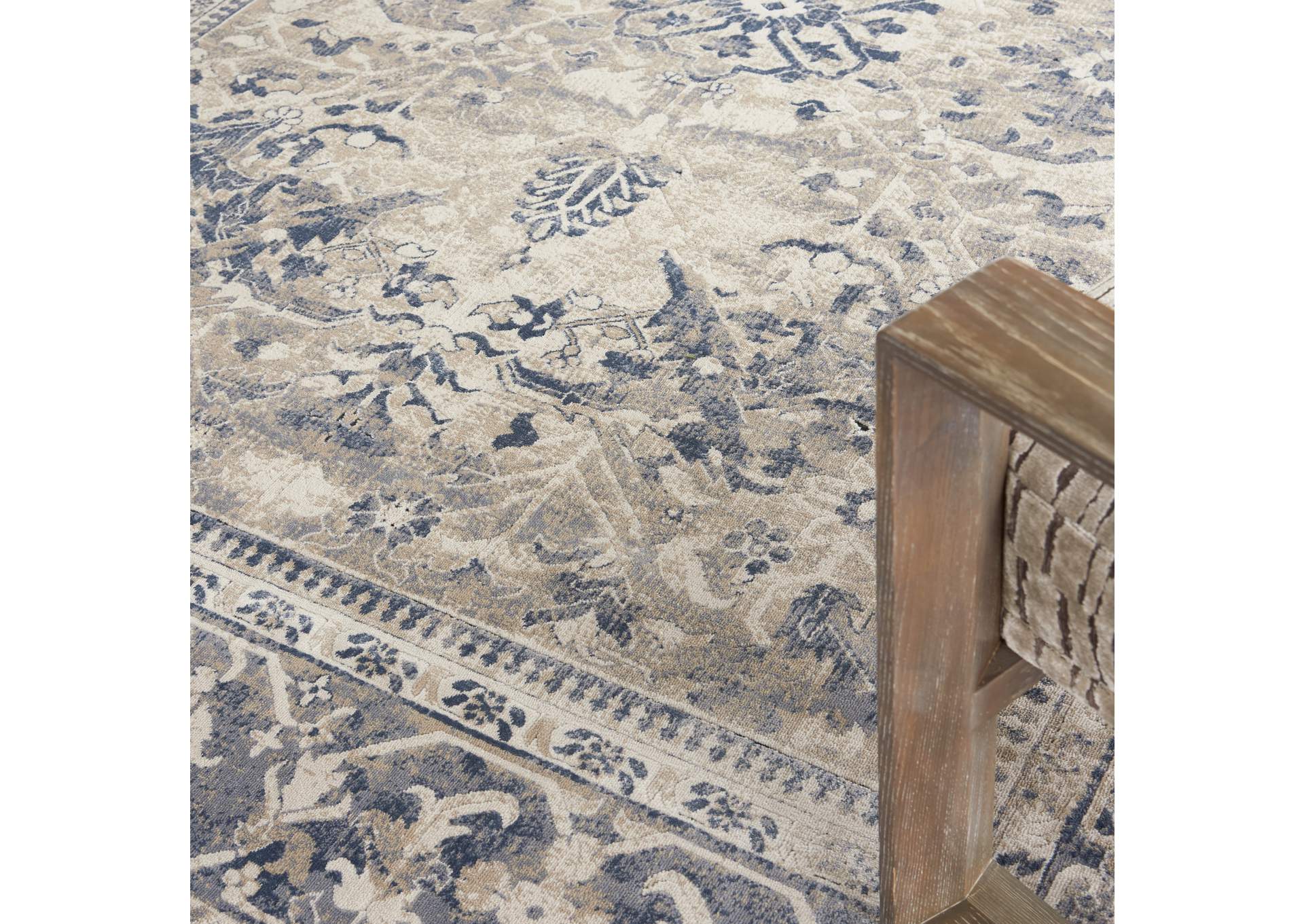 kathy ireland Home Malta MAI05 Blue and Ivory 8'x11' Rug,Nourison