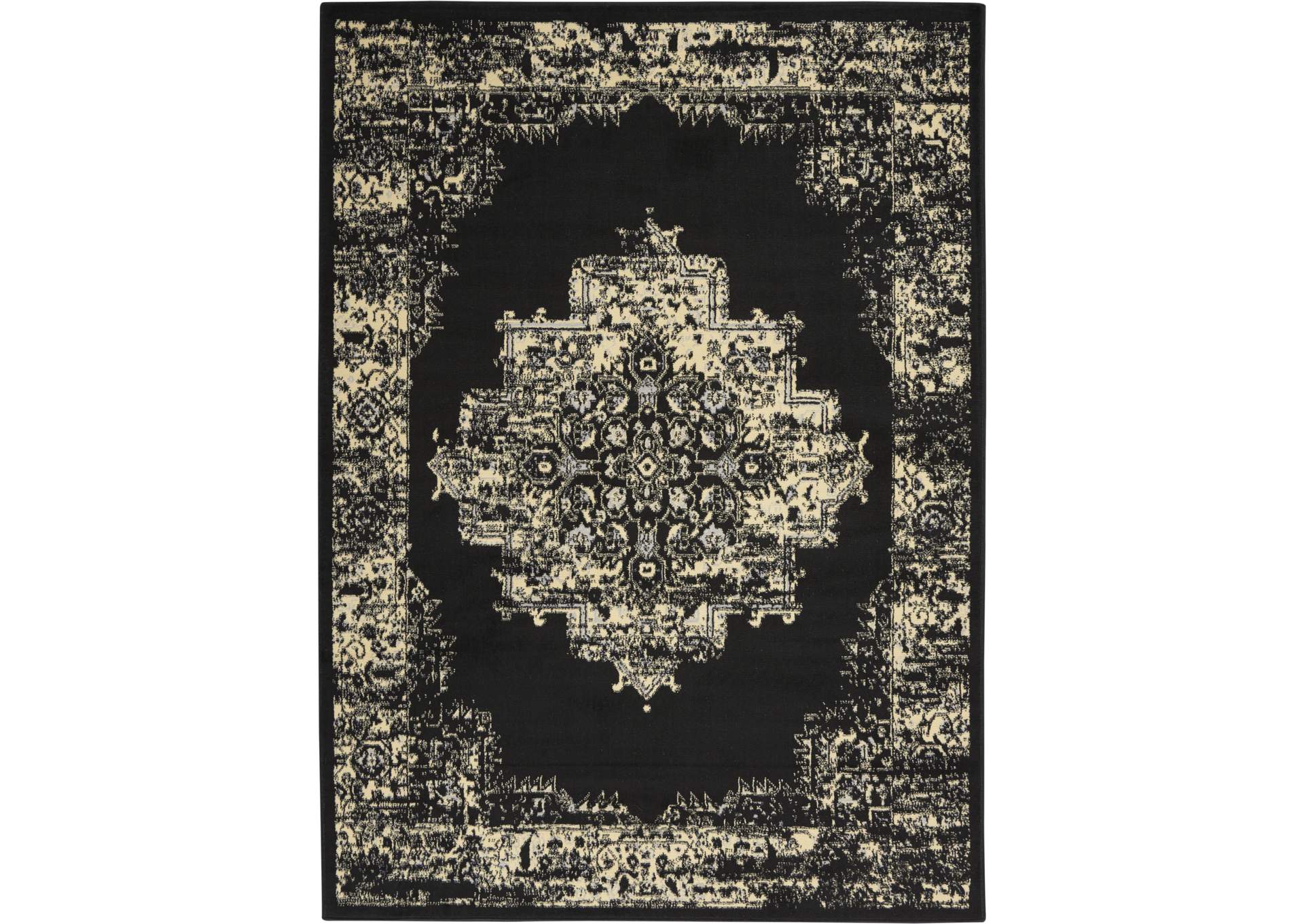 Nourison Grafix GRF14 Black and White 5'x7' Area Rug,Nourison