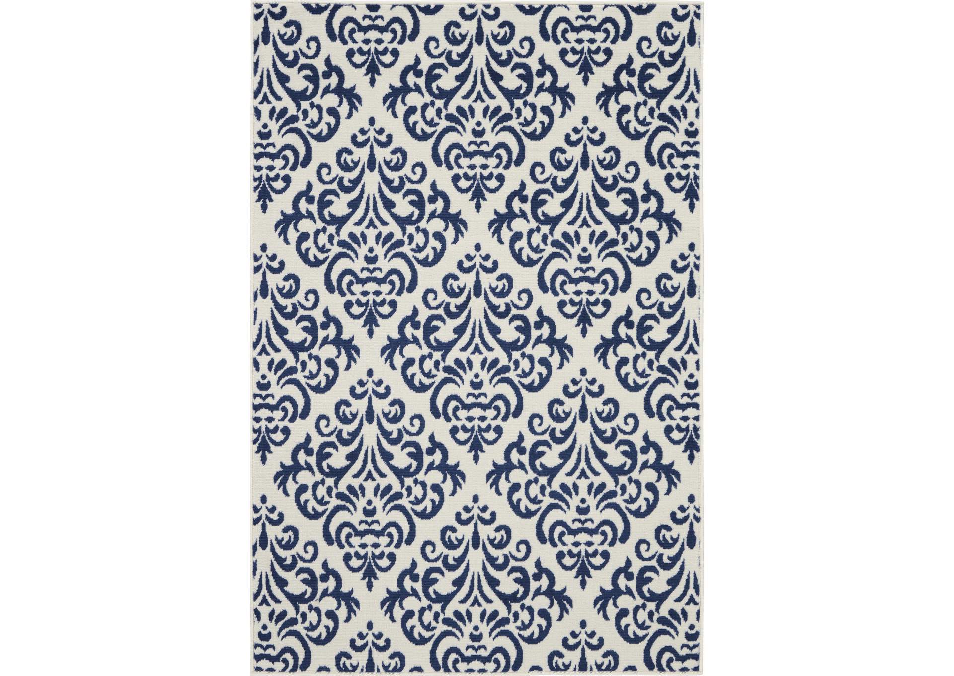 Nourison Grafix GRF06 Navy Blue and White 4'x6' Area Rug,Nourison