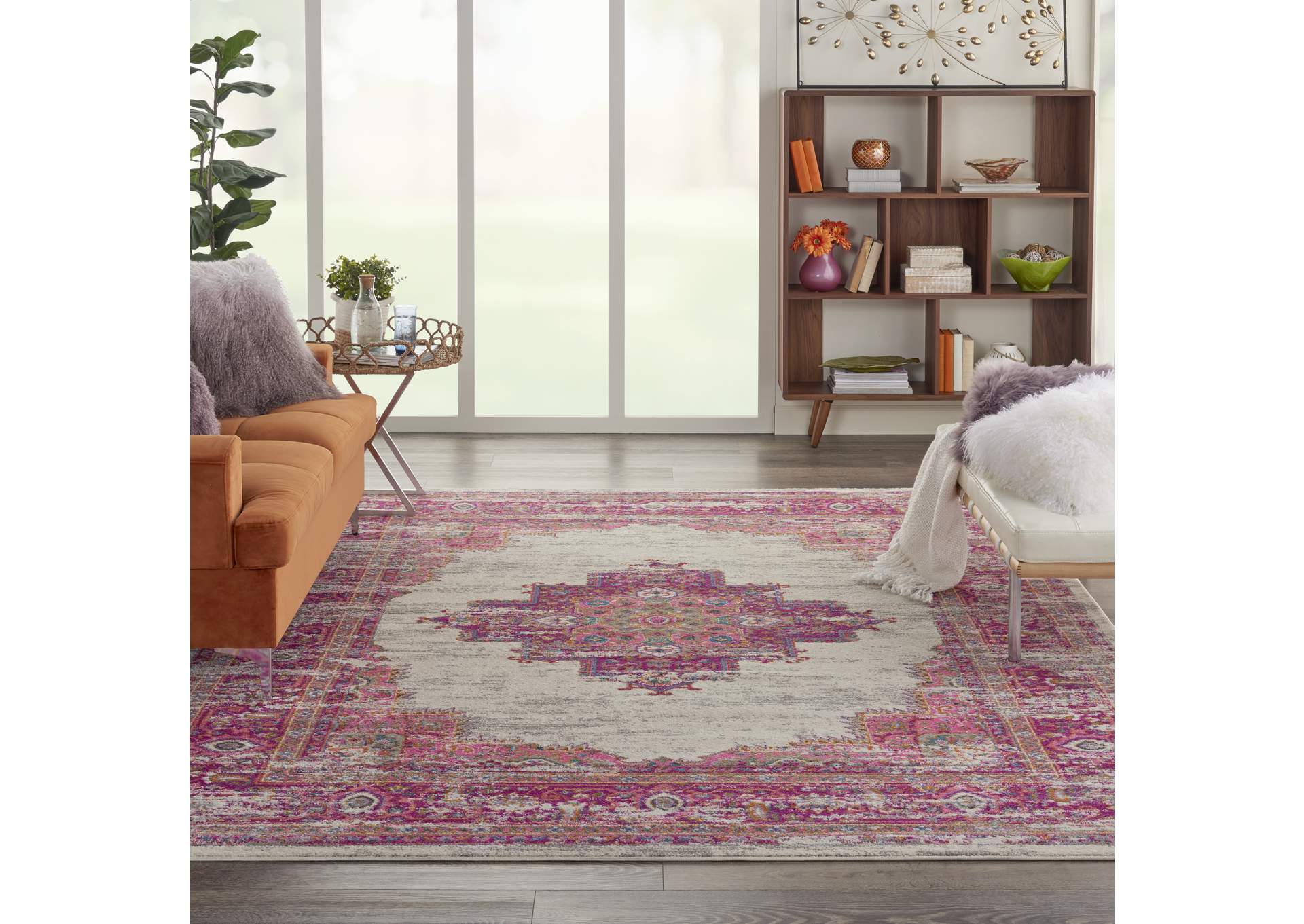 Nourison Passion PSN03 Pink and White 9'x12' Oversized Rug,Nourison