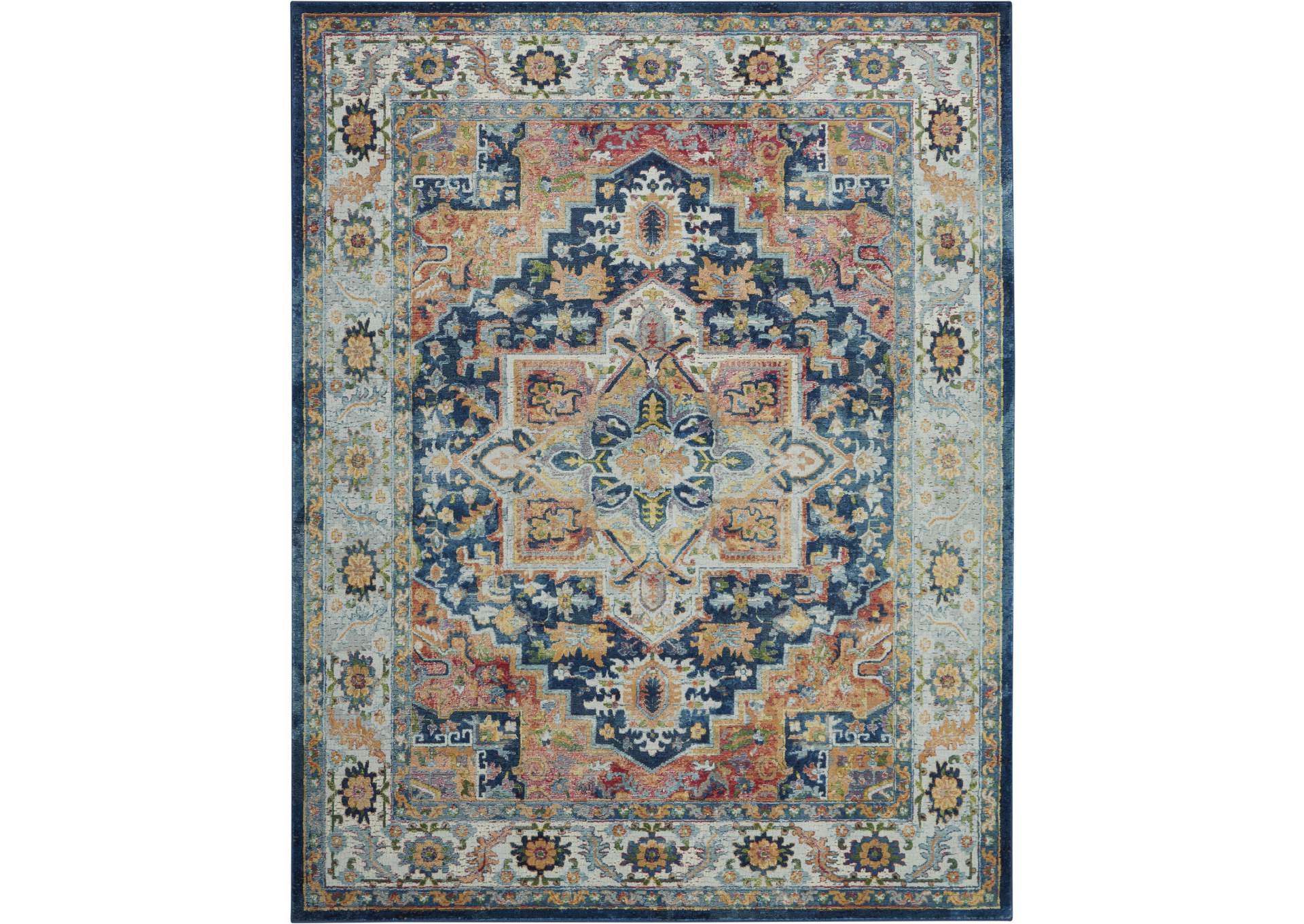 Nourison Ankara Global ANR11 Blue and Red Multicolor 9'x12' Oversized Textured Rug,Nourison