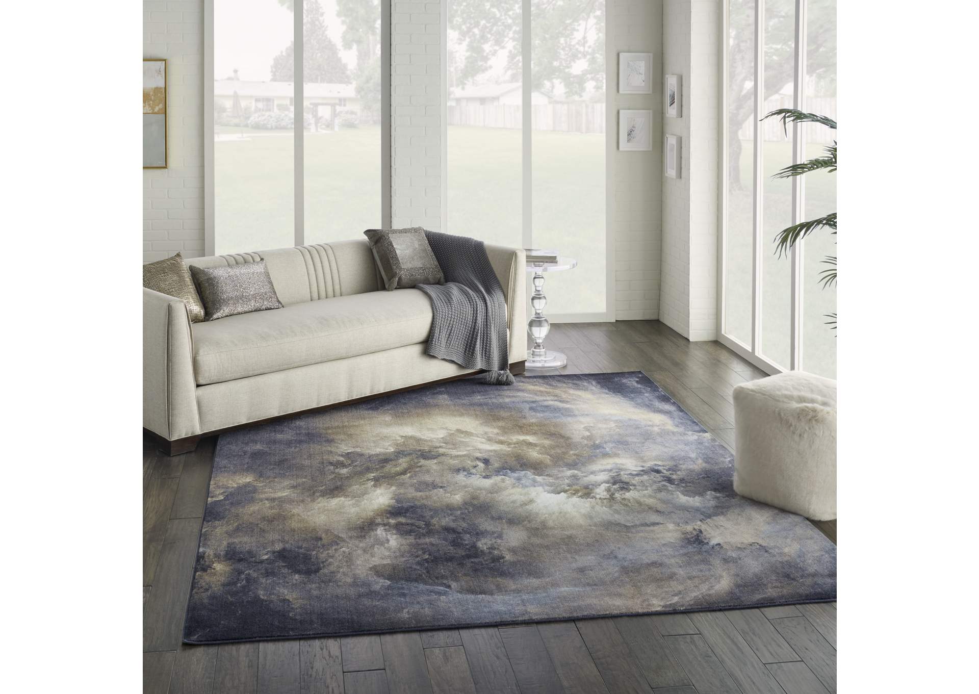 Nourison Le Reve LER07 Brown and Grey 8'x10' Large Storm Clouds Rug,Nourison