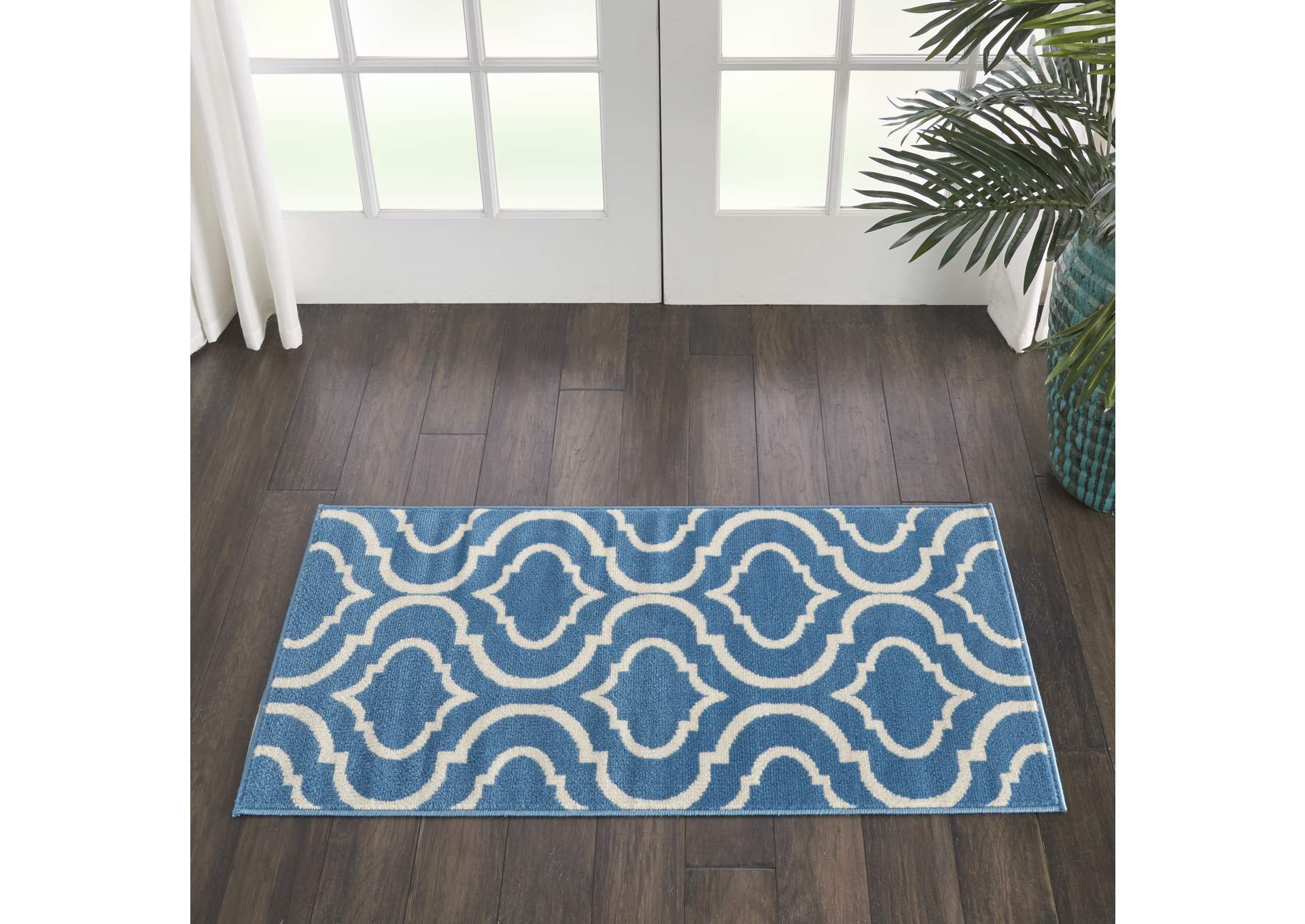 Nourison Jubilant 2' x 4' Small Blue Trellis Area Rug,Nourison