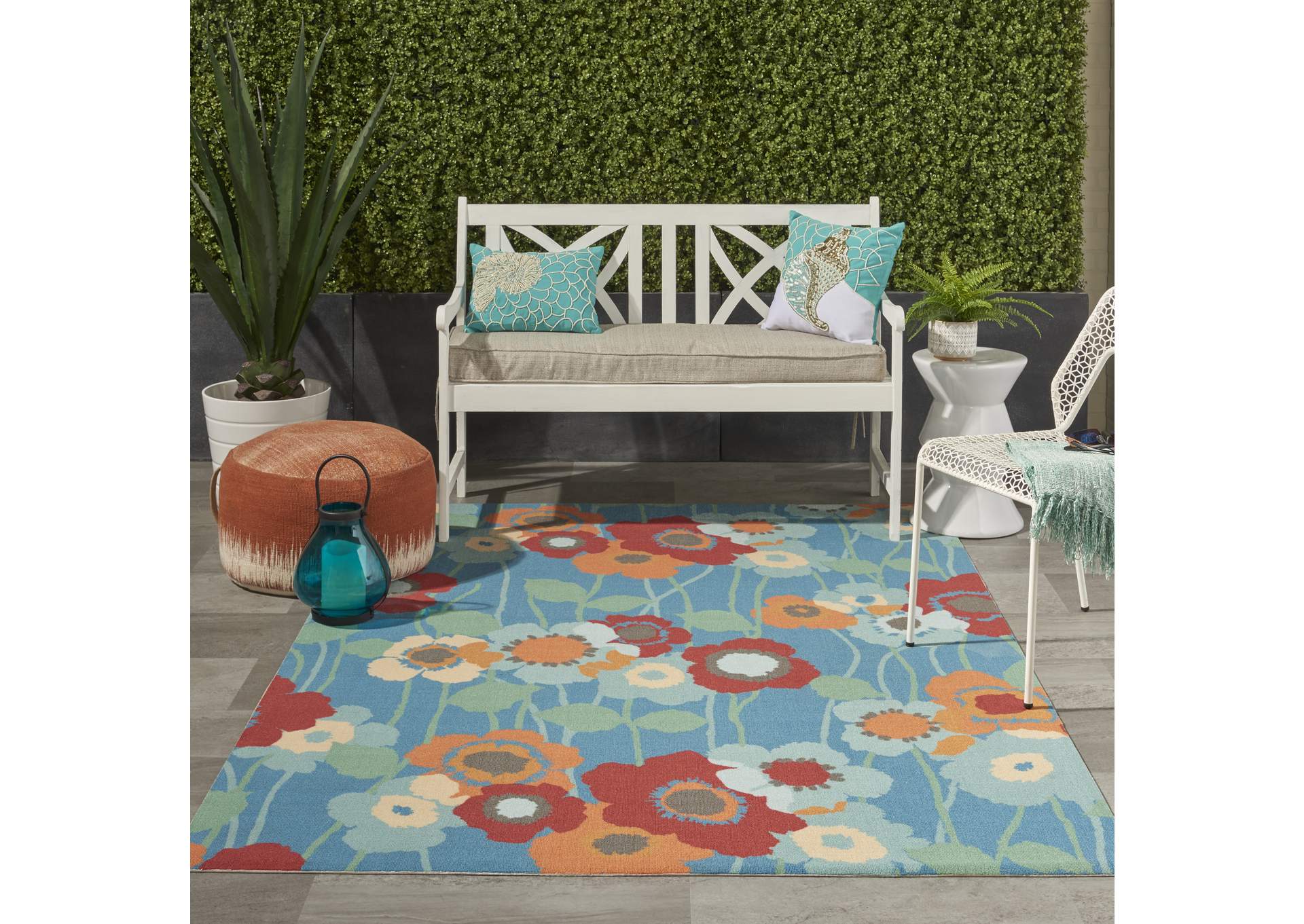 Waverly Sun N Shade SND27 Blue 4'x6' Area Rug,Nourison
