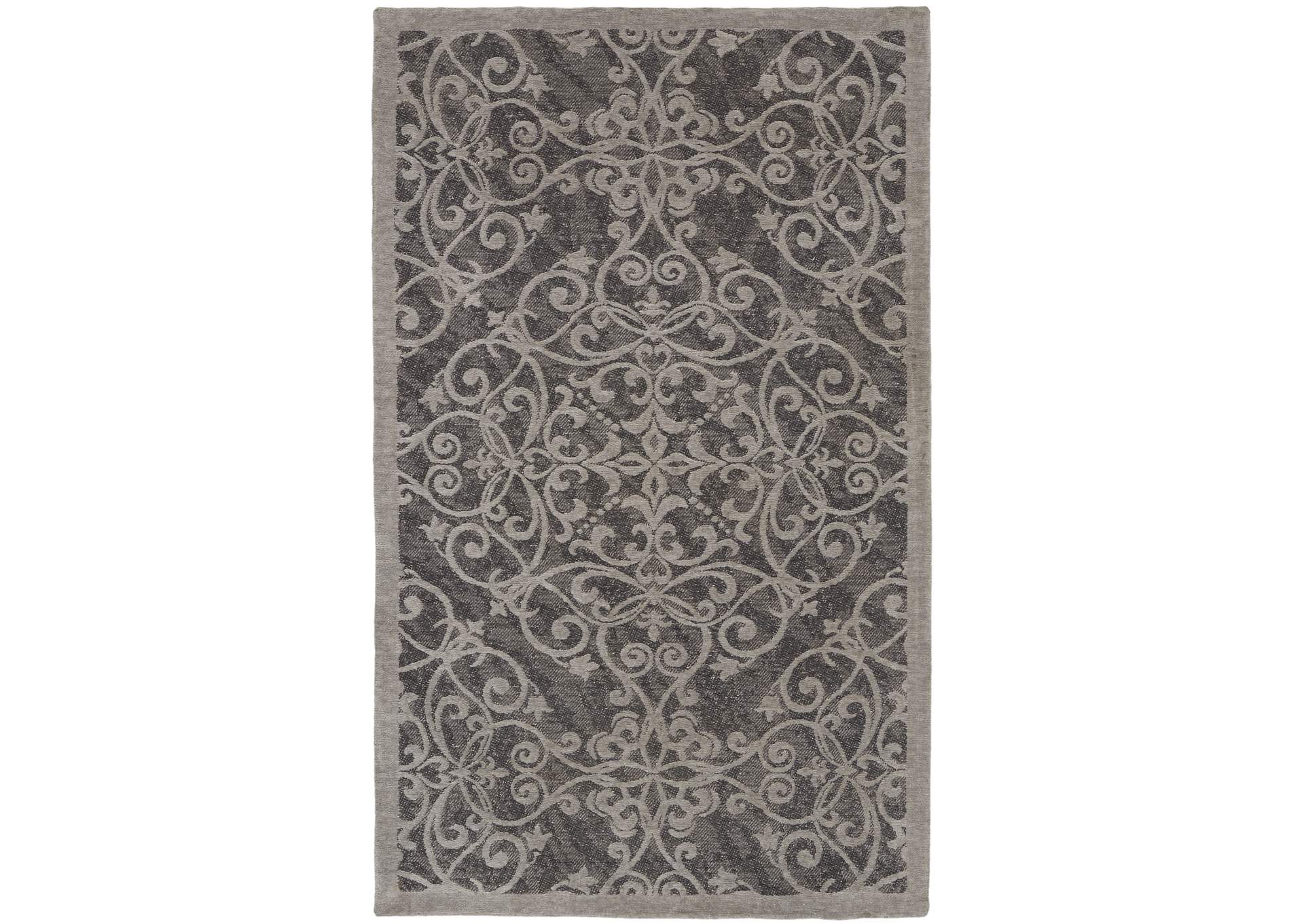 Nourison Damask 2' X 4' Grey Vintage Area Rug,Nourison