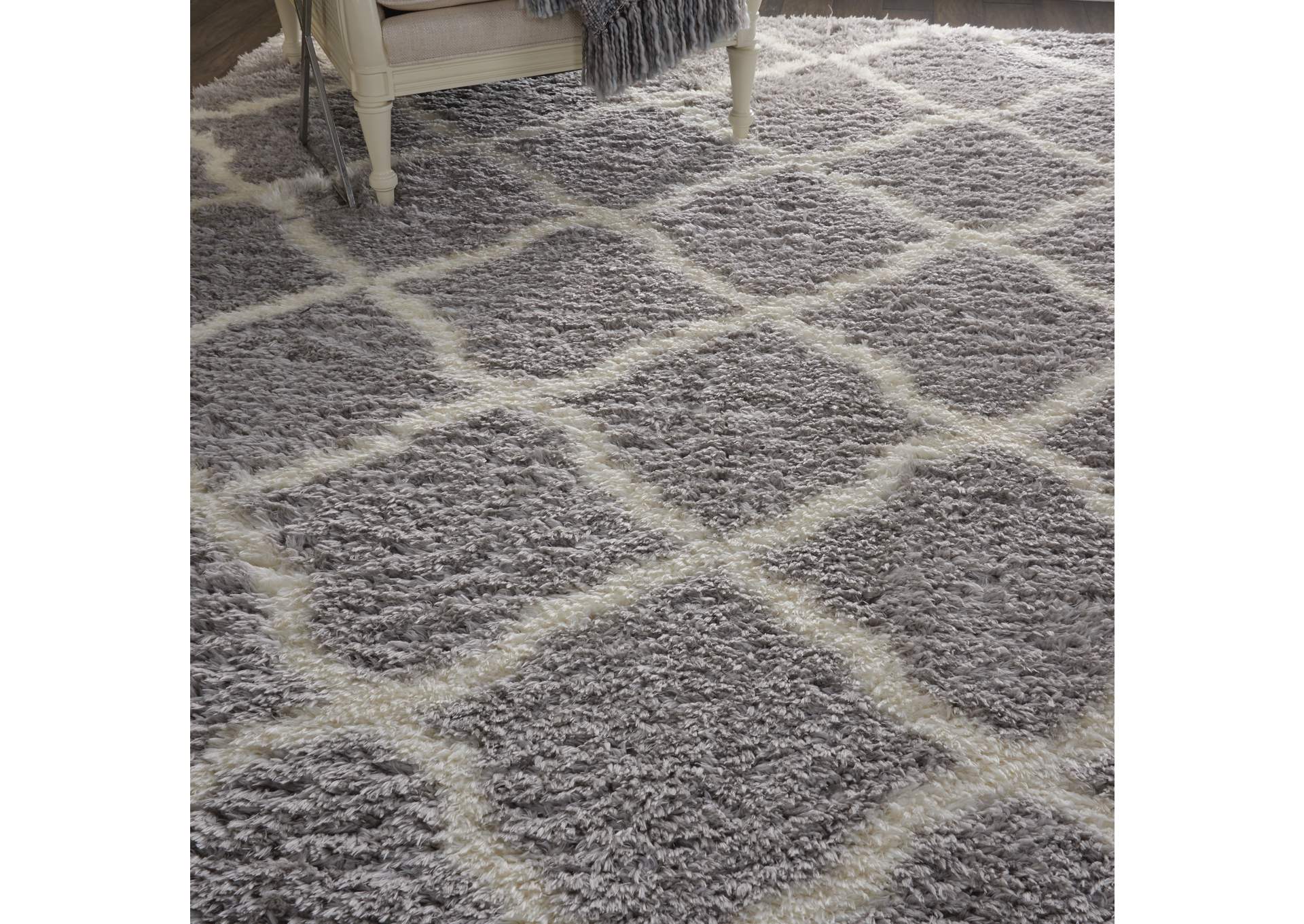 Nourison Luxe Shag LXS02 Grey 9'x12' Oversized Rug,Nourison