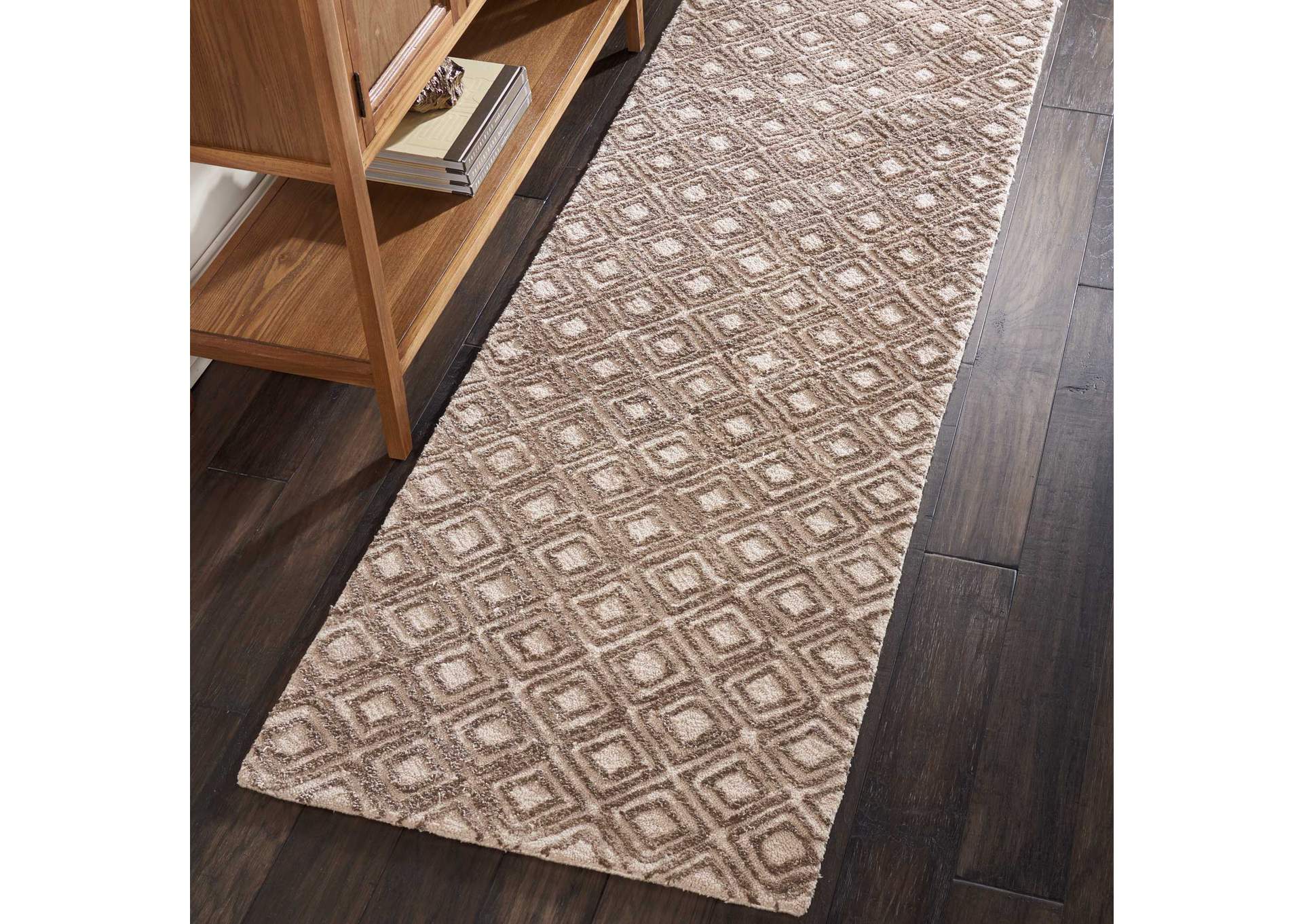 Nourison Deco Mod DEC02 Taupe 8' Runner Hallway Rug,Nourison