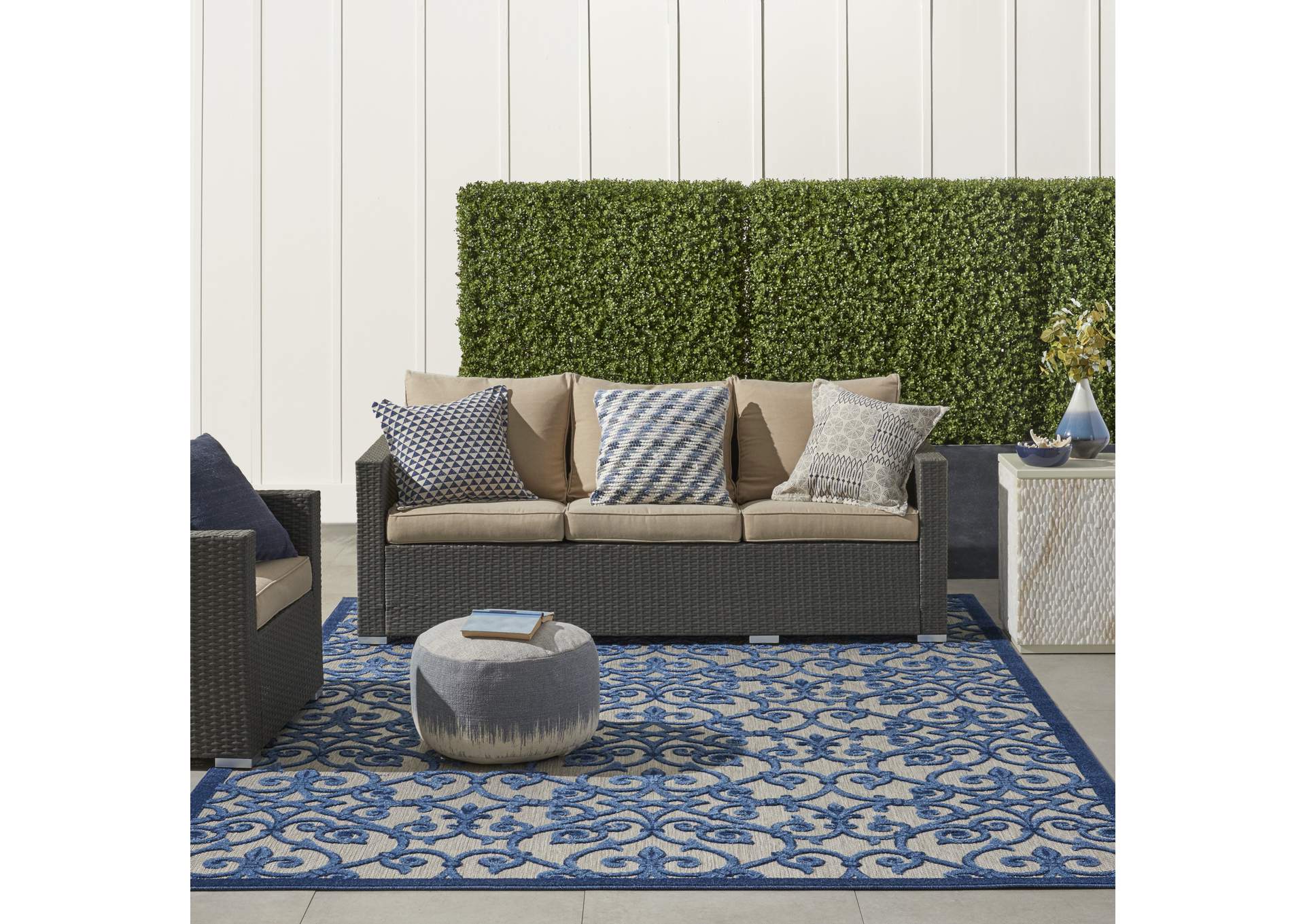 Nourison Aloha 10'x13' Blue Patio Area Rug,Nourison