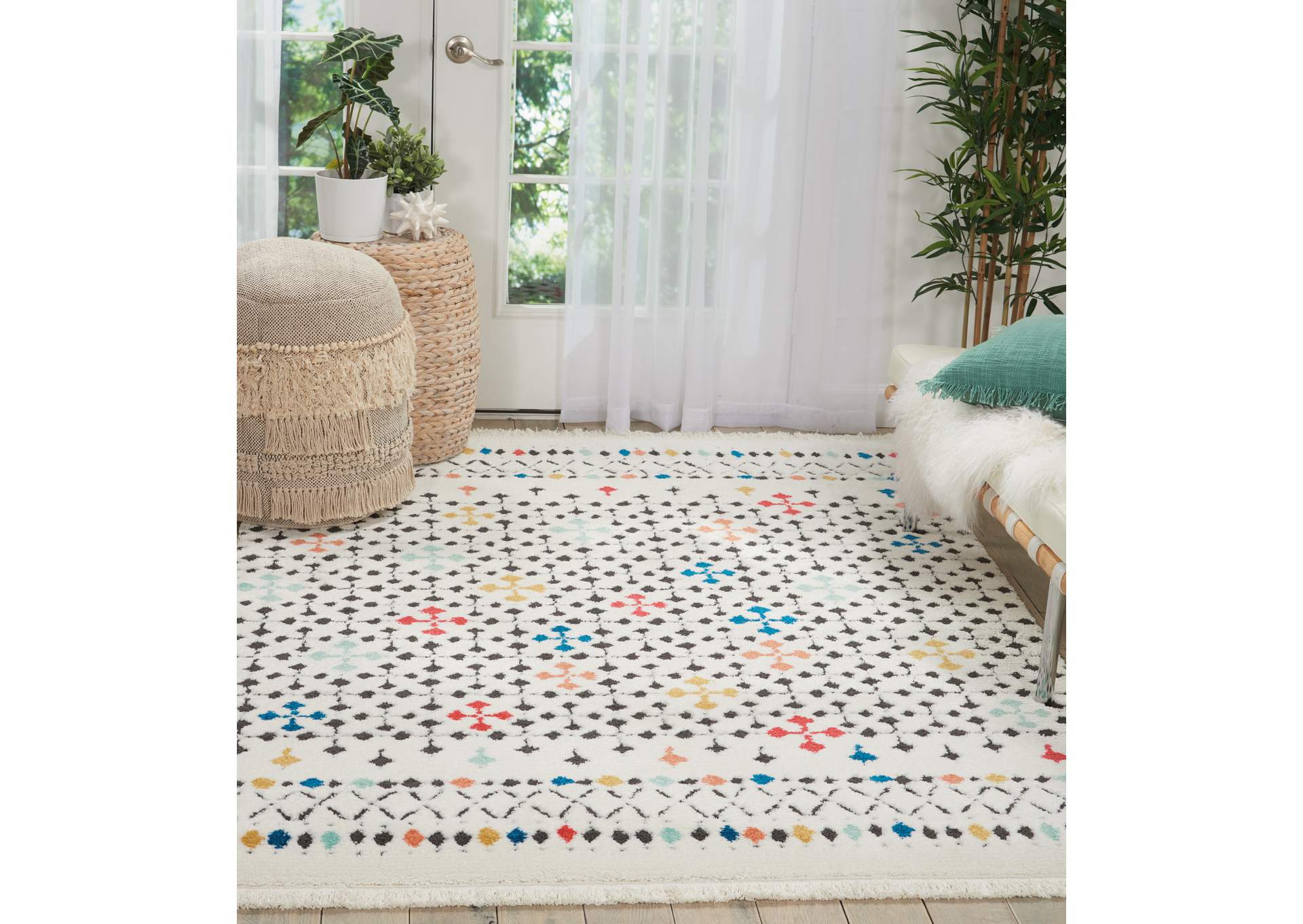Nourison Kamala DS504 White Multicolor 5'x7' Area Rug,Nourison