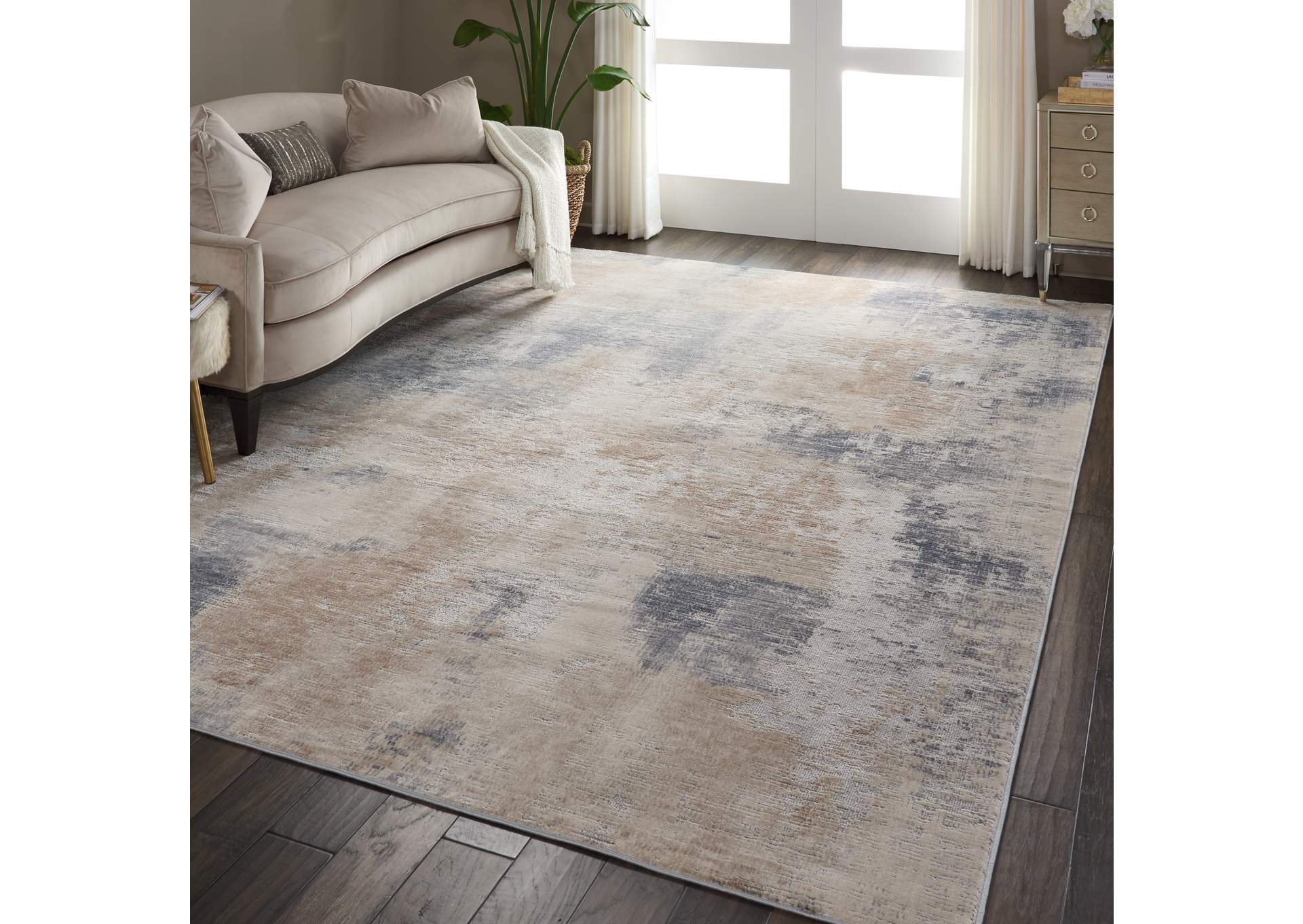 Nourison Rustic Textures RUS02 Beige and Grey 9'x13' Oversized Rug,Nourison