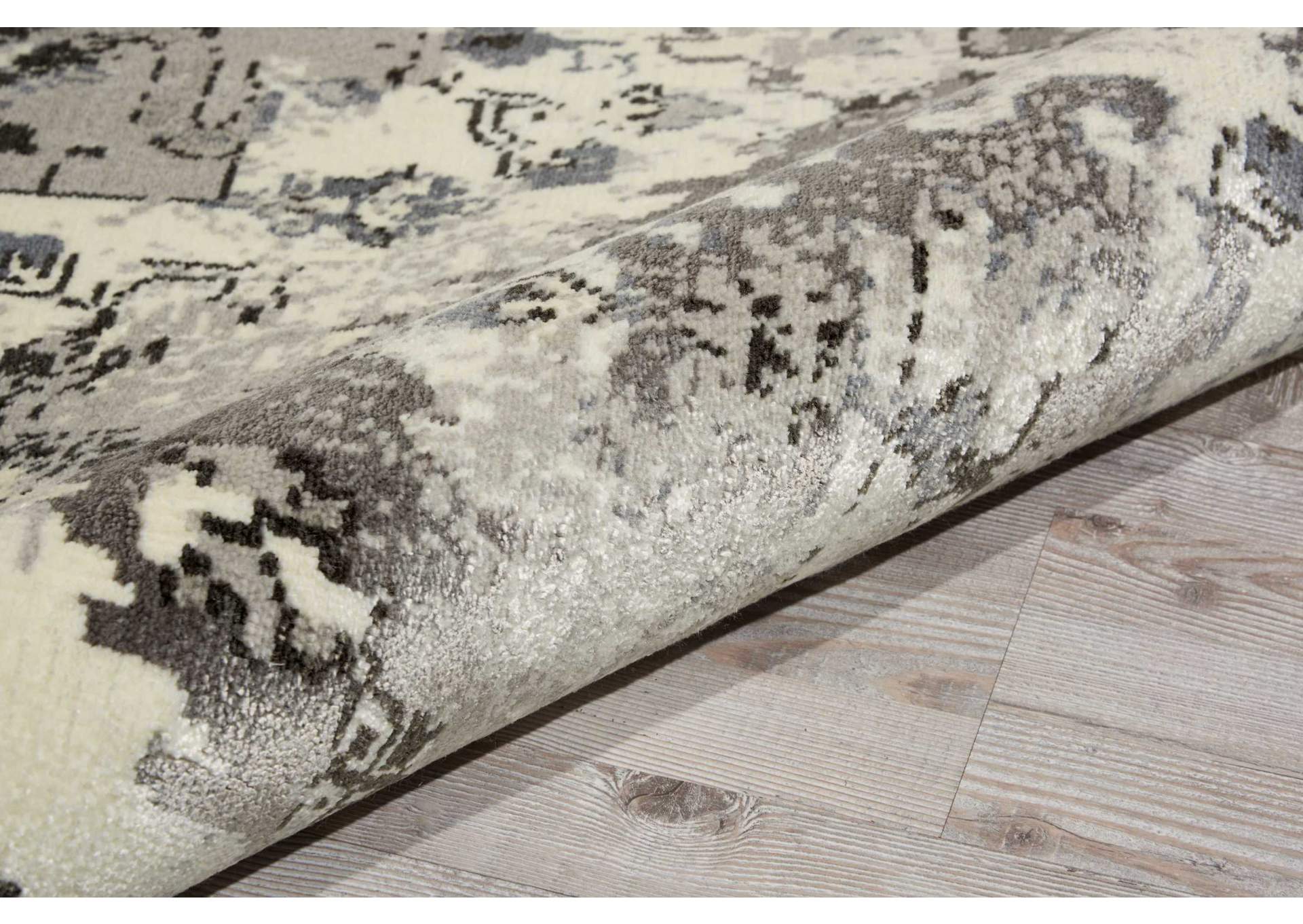 Nourison Twilight TWI03 Grey and White 8' Round Large Rug,Nourison