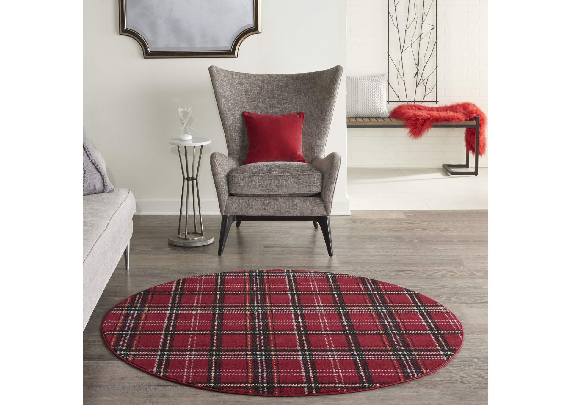 Nourison Grafix GRF03 Red 5' Round Area Rug,Nourison