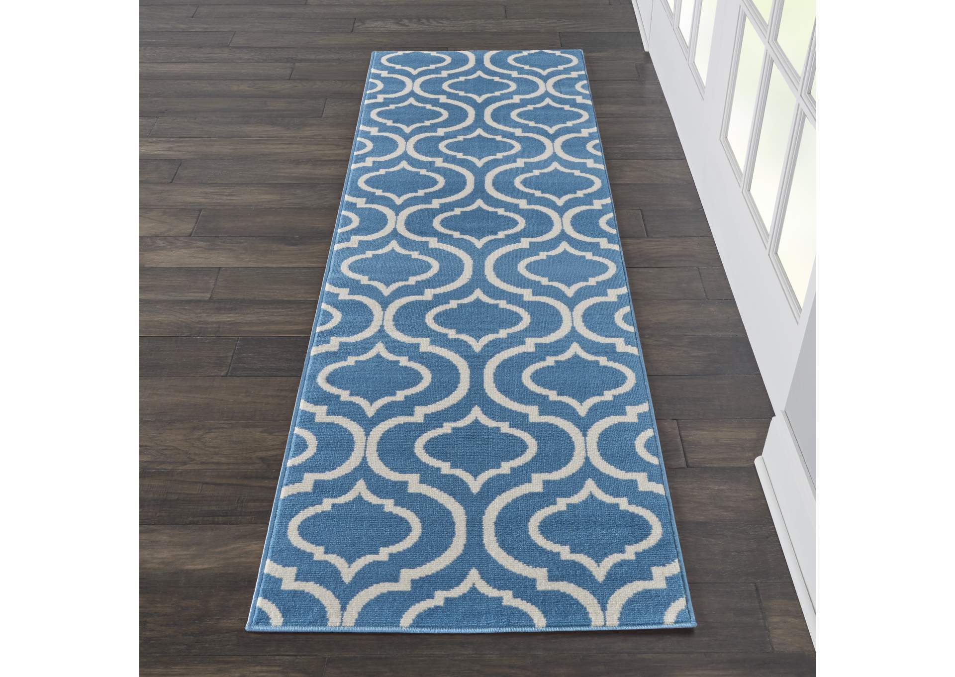 Nourison Jubilant JUB19 Blue 7' Runner Low-pile Hallway Rug,Nourison