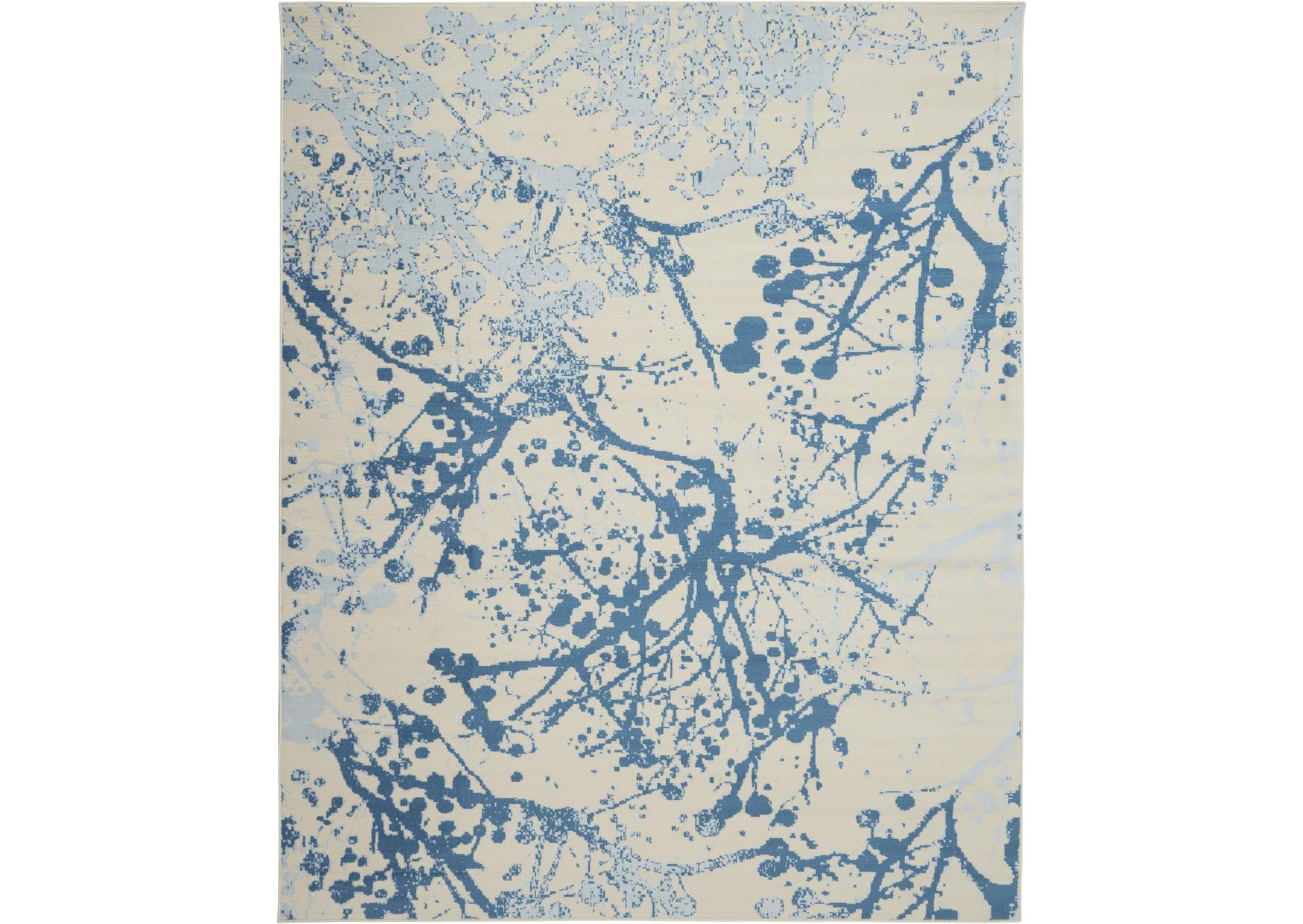 Nourison Jubilant JUB12 White and Blue 8'x10' Large Low-pile Rug,Nourison