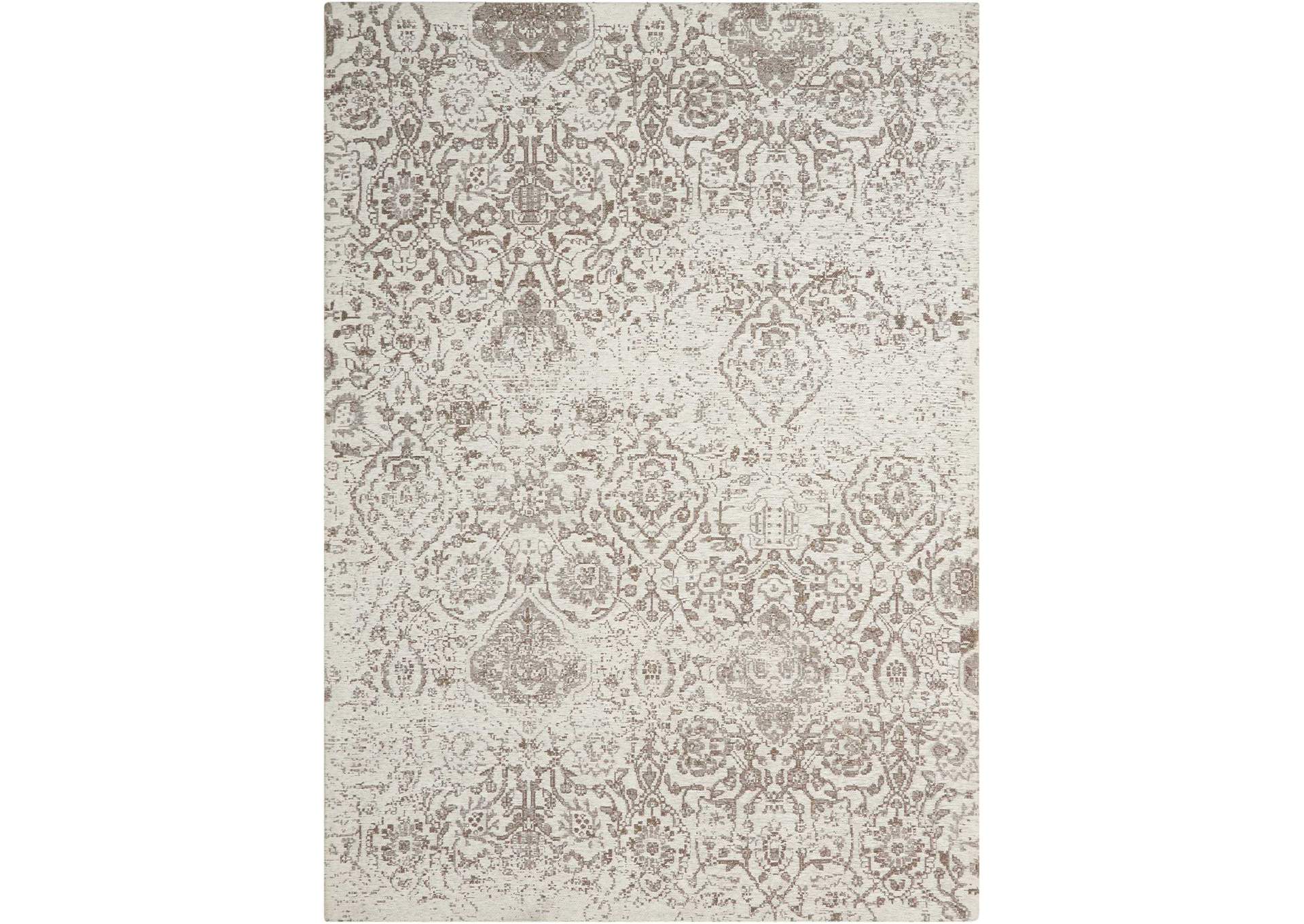 Nourison Damask DAS06 White 5'x7' Vintage Area Rug,Nourison