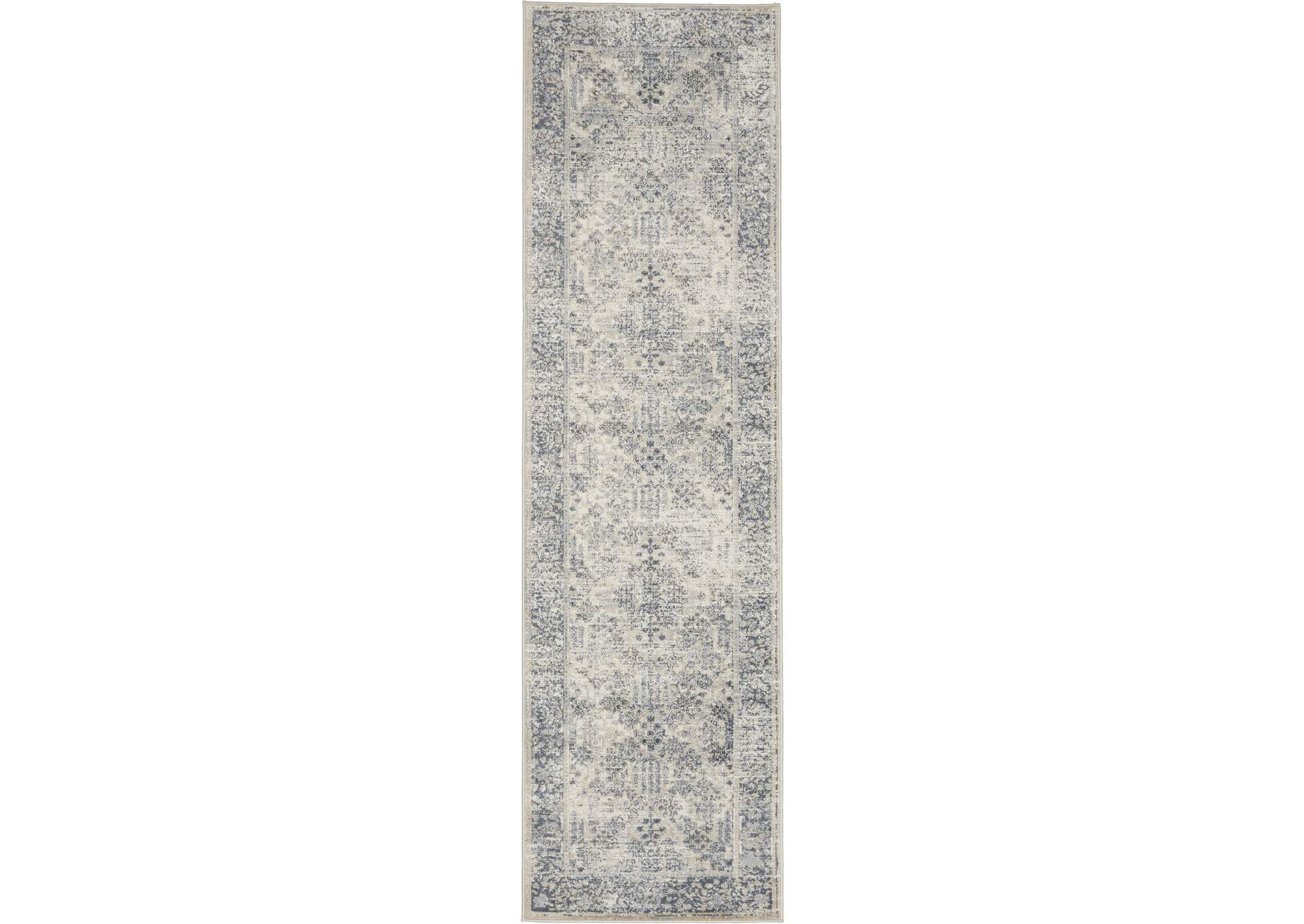Malta by kathy ireland Home MAI12 Ivory/Blue 8' Runner Area Rug,Nourison