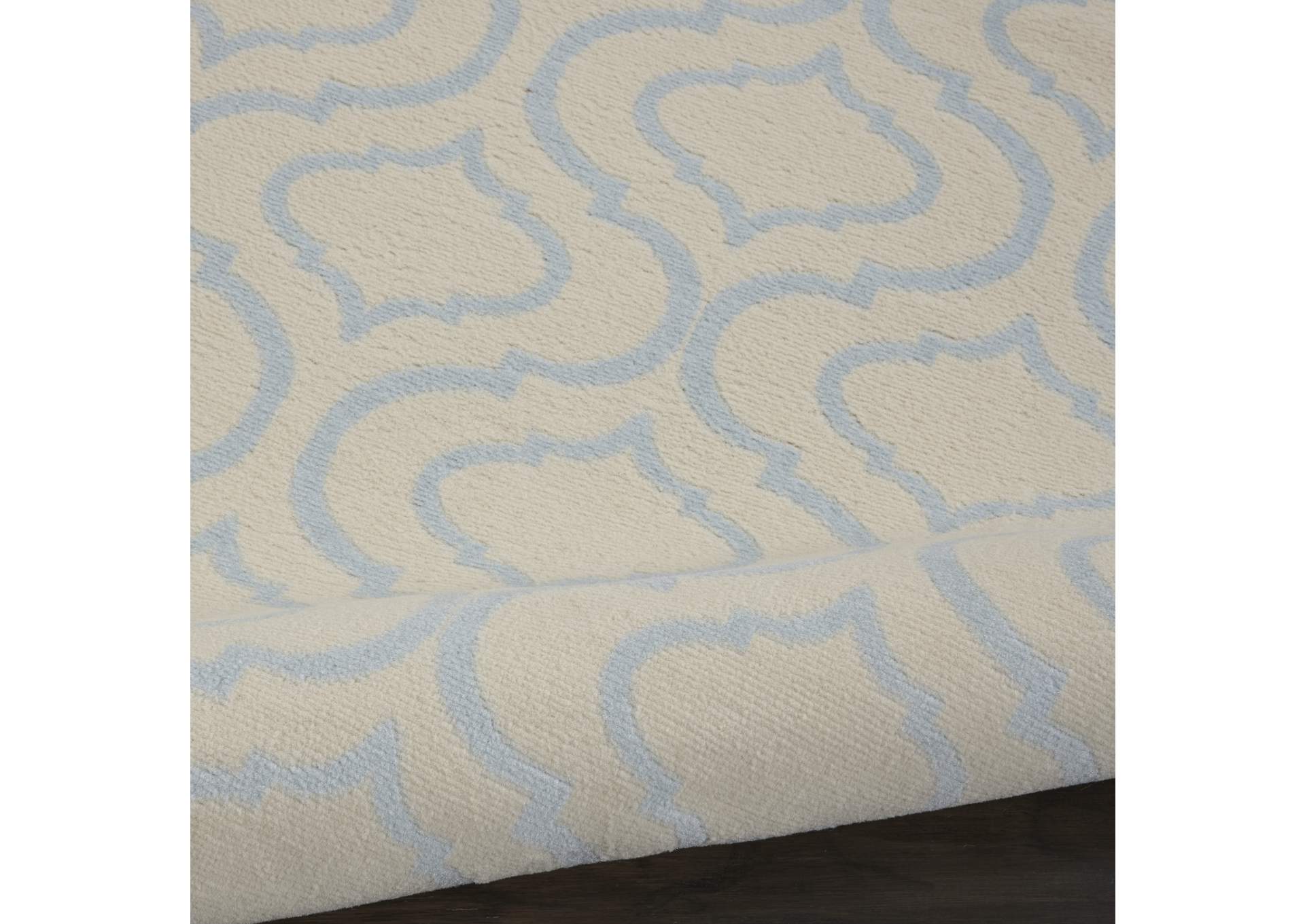 Nourison Jubilant JUB19 White and Blue 5' Round Moroccan Area Rug,Nourison