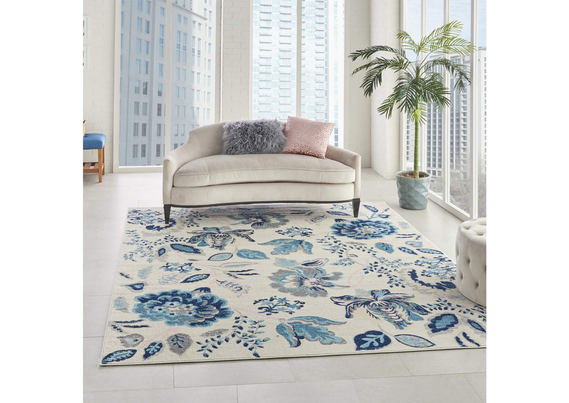 Nourison Tranquil TRA02 Blue and White 9'x12' Oversized Rug,Nourison