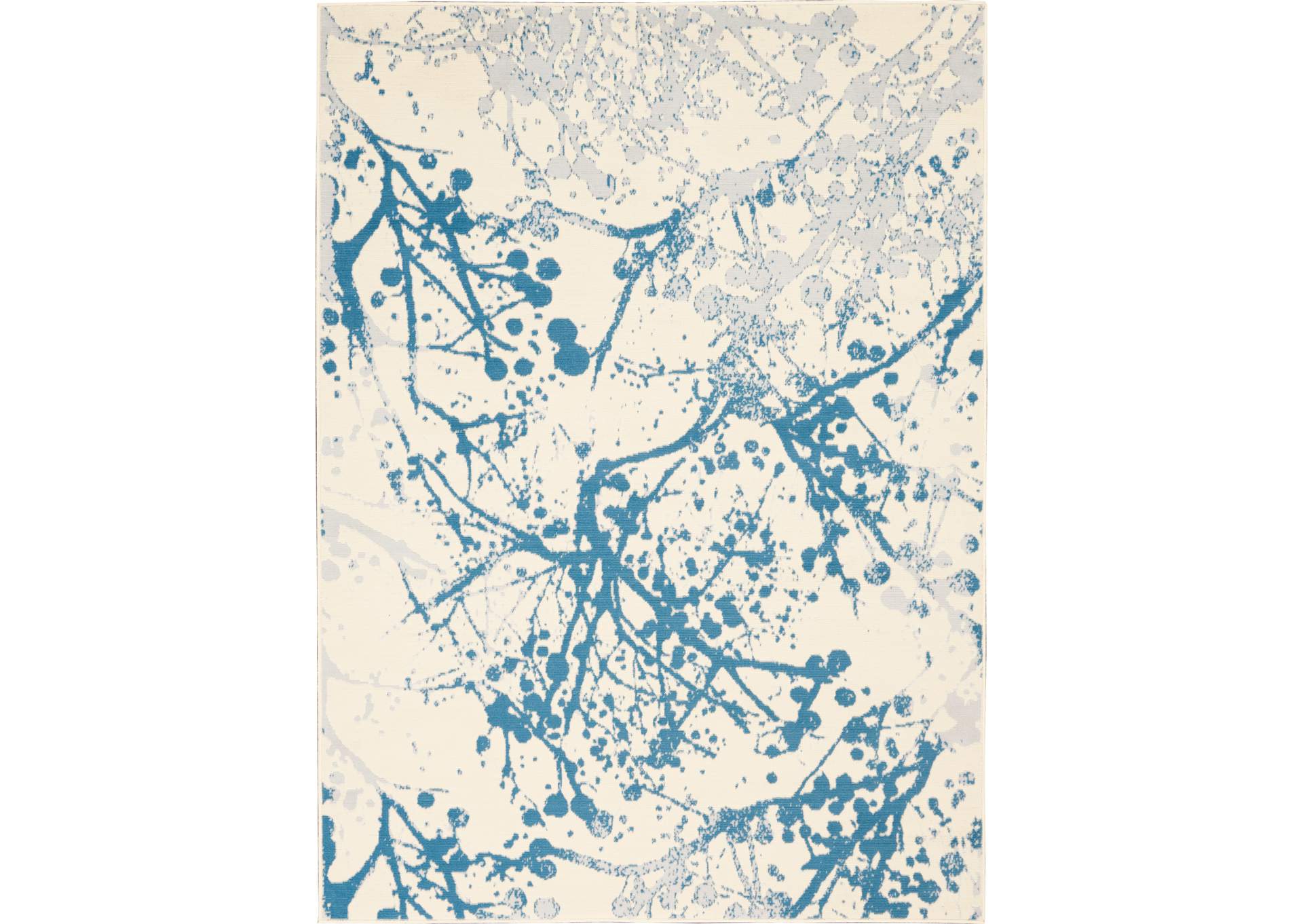 Nourison Jubilant JUB12 White and Blue 6'x9' Contemporary Area Rug,Nourison