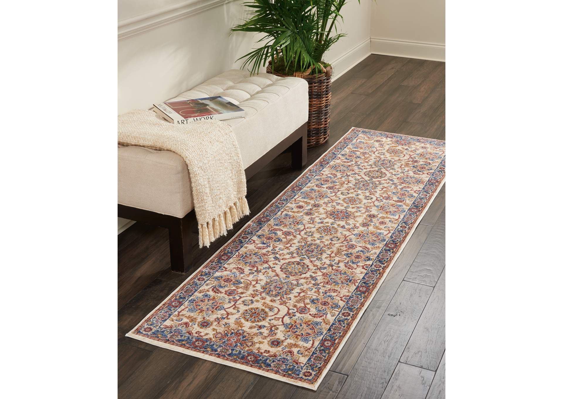 Nourison Lagos LAG04 Cream Multicolor 8' Runner Low-pile Hallway Rug,Nourison