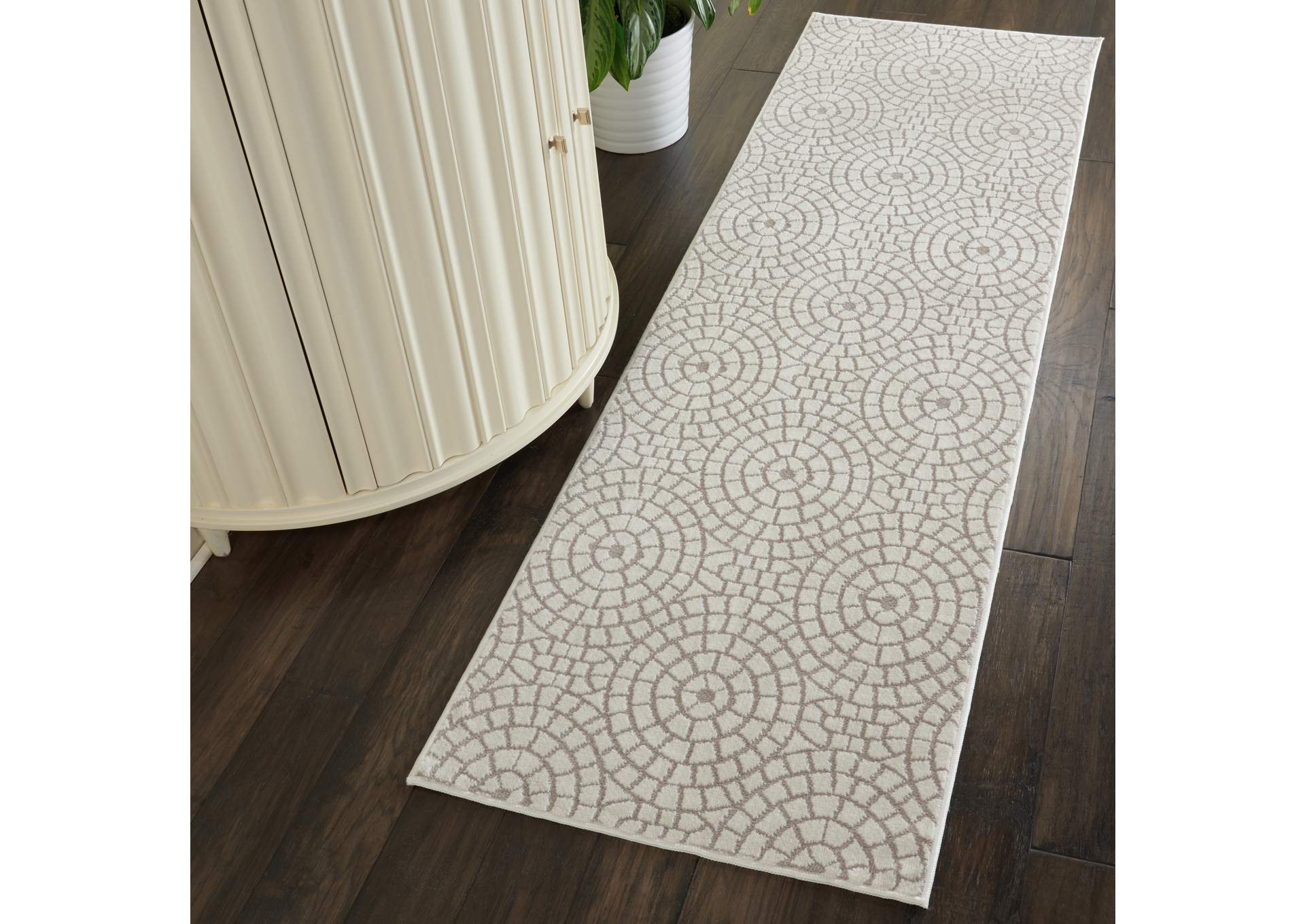 Nourison Urban Chic URC04 White 7' Runner Hallway Rug,Nourison