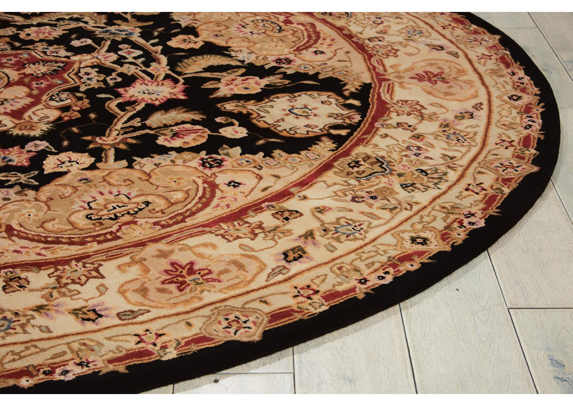 Nourison 2000 2028 Black 6' Round Area Rug,Nourison
