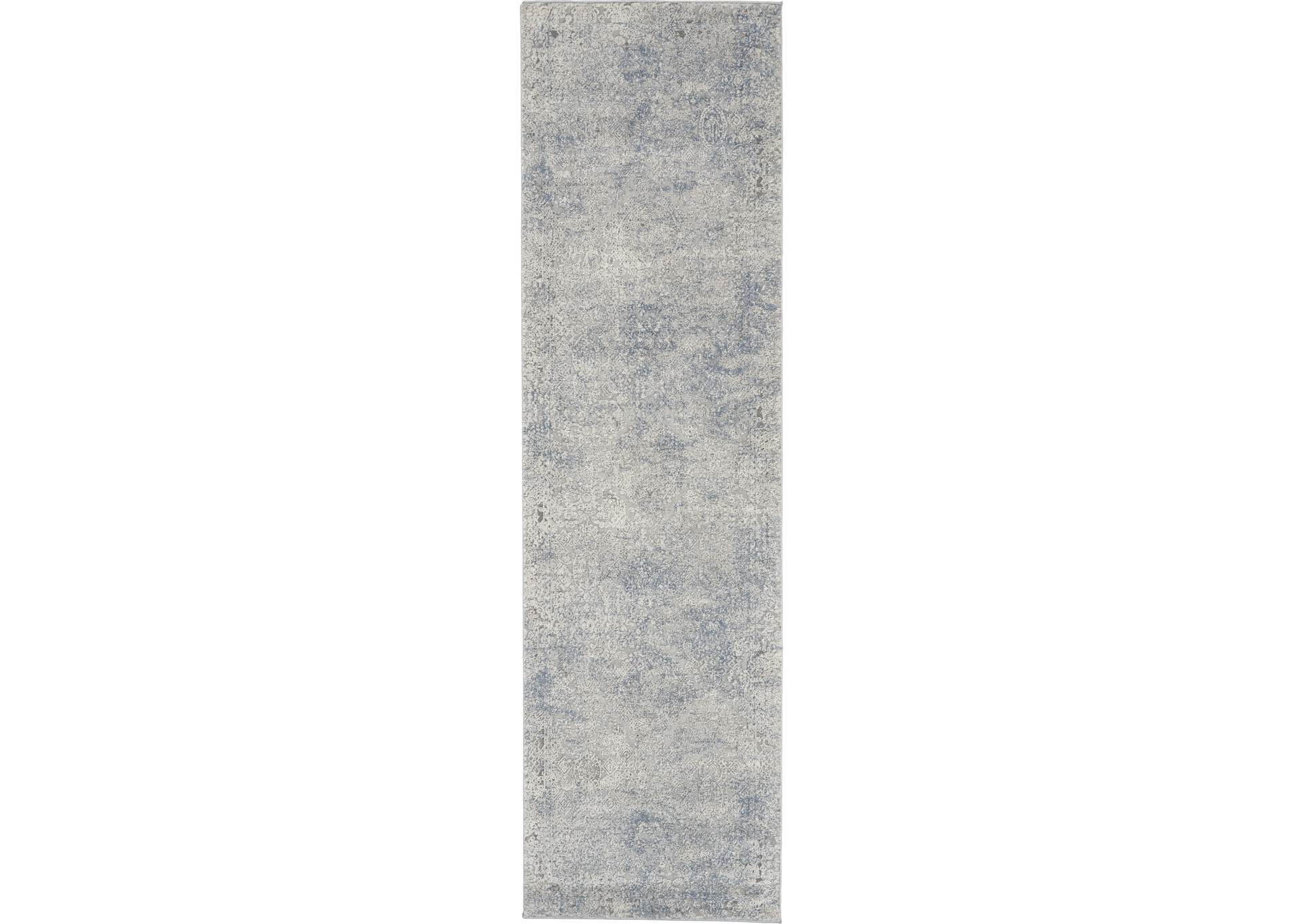 Nourison Rustic Textures RUS09 Ivory and Slate Blue 8' Runner Hallway Rug,Nourison