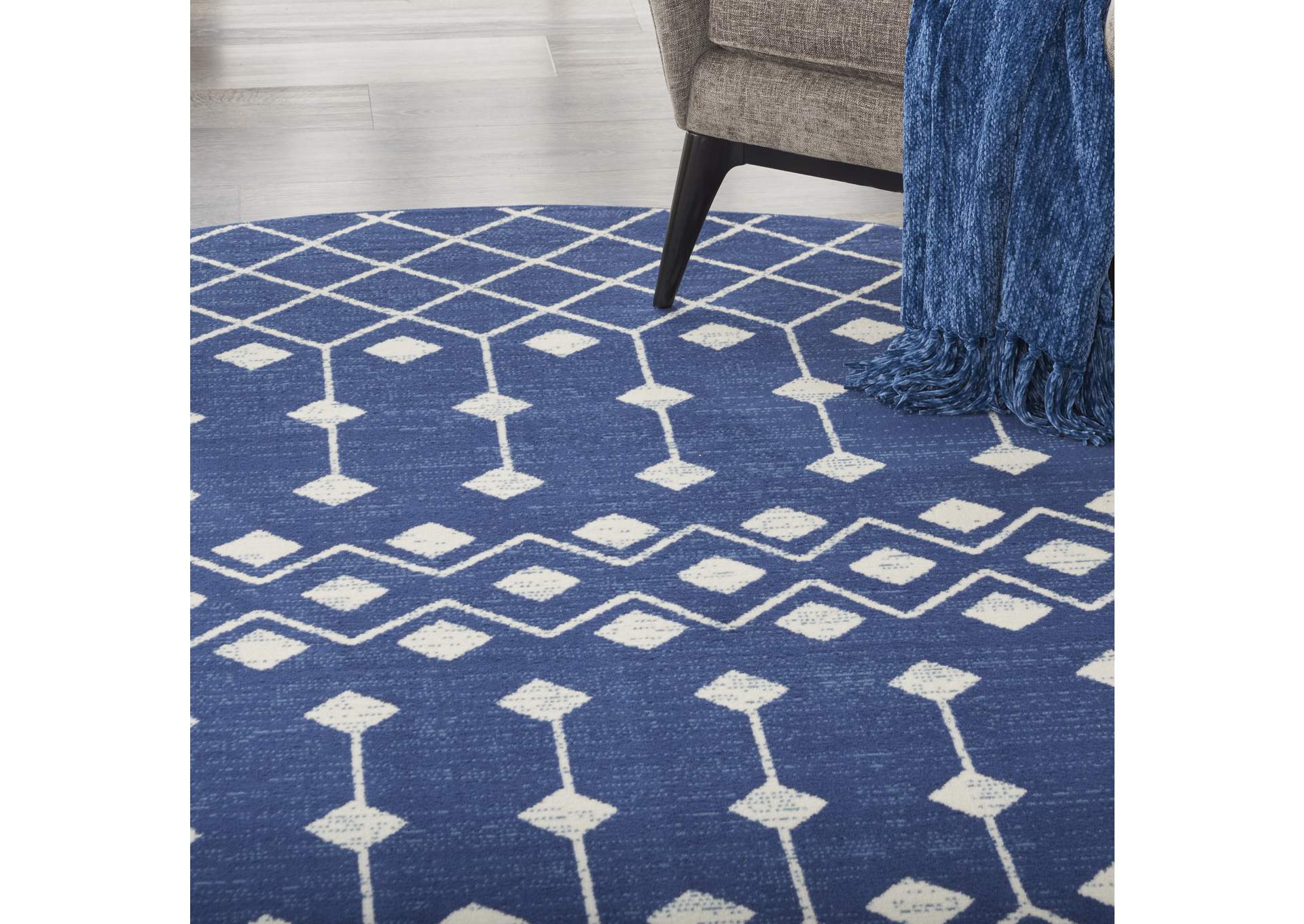 Nourison Grafix 8' Round Navy Area Rug,Nourison